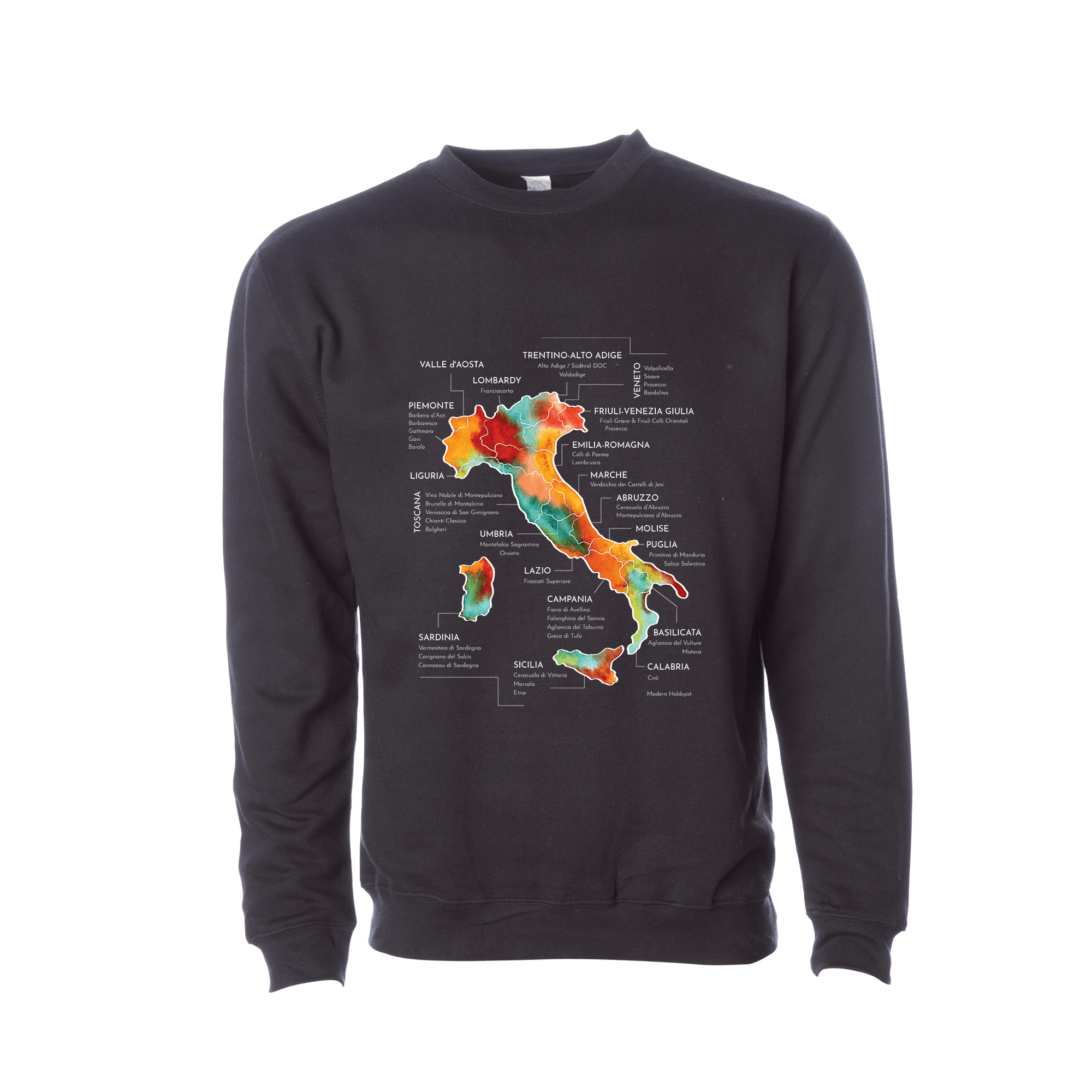 Italy Wine Map Crewneck Sweatshirt