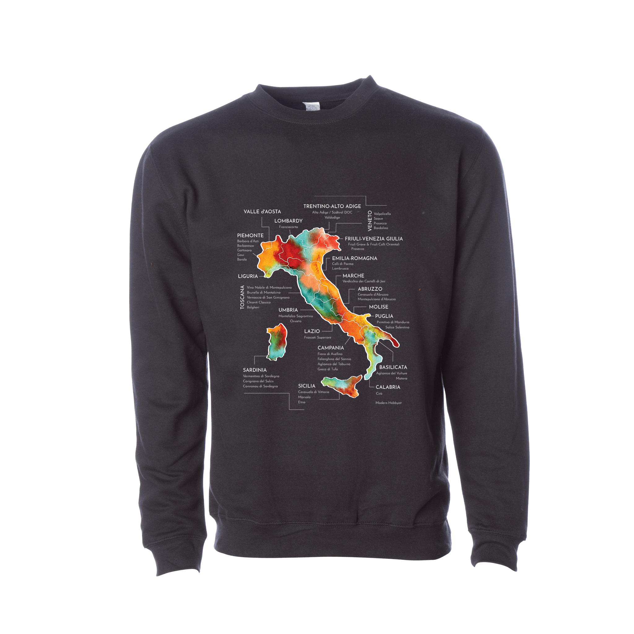 Italy Wine Map Crewneck Sweatshirt