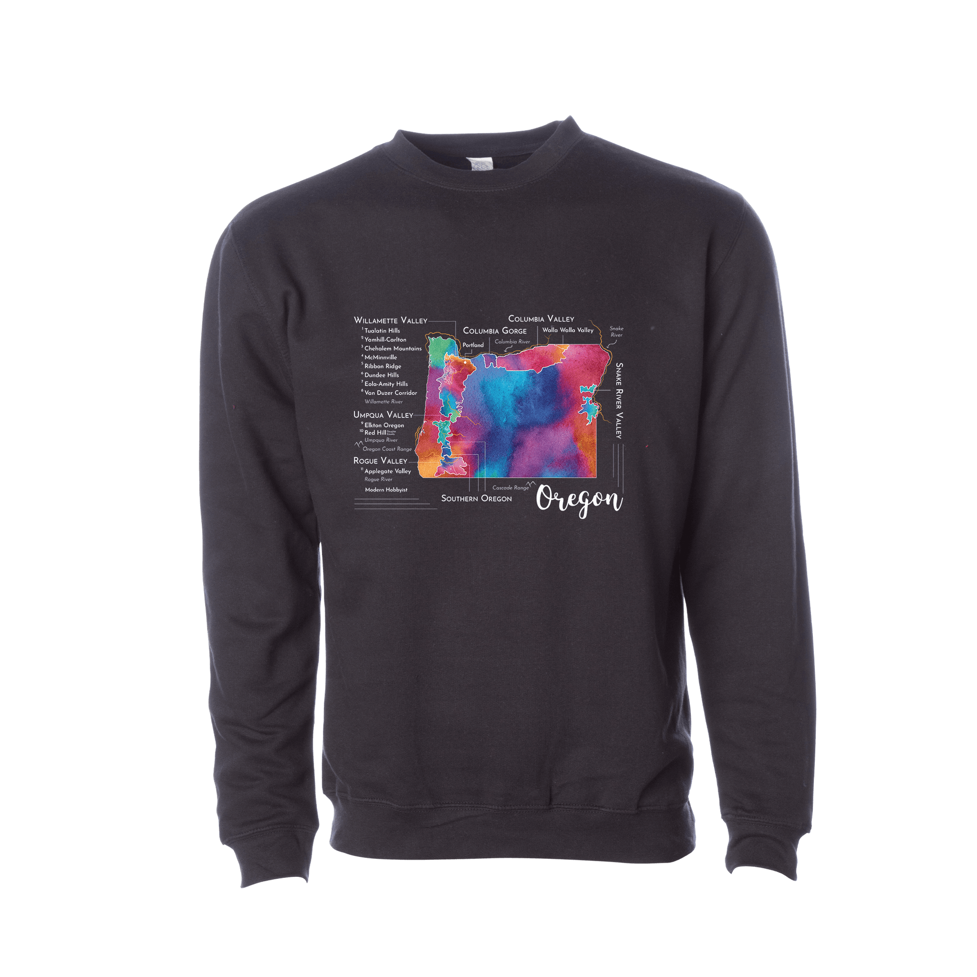 Oregon Wine Map Crewneck Sweatshirt