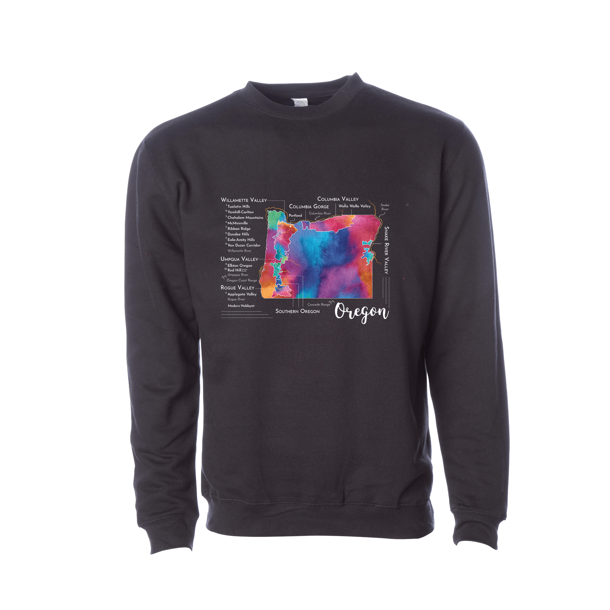 Oregon Wine Map Crewneck Sweatshirt