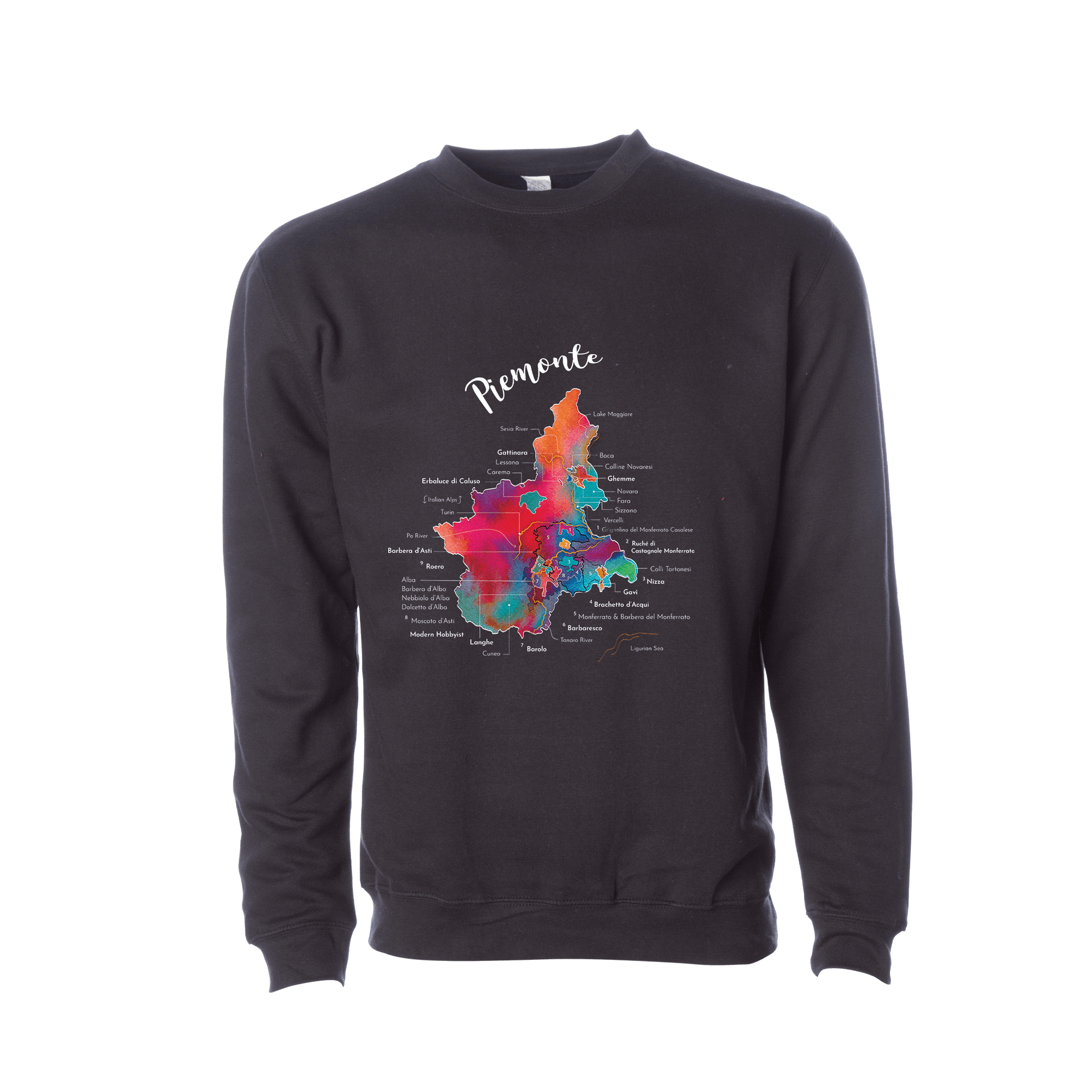 Piemonte Wine Map Crewneck Sweatshirt