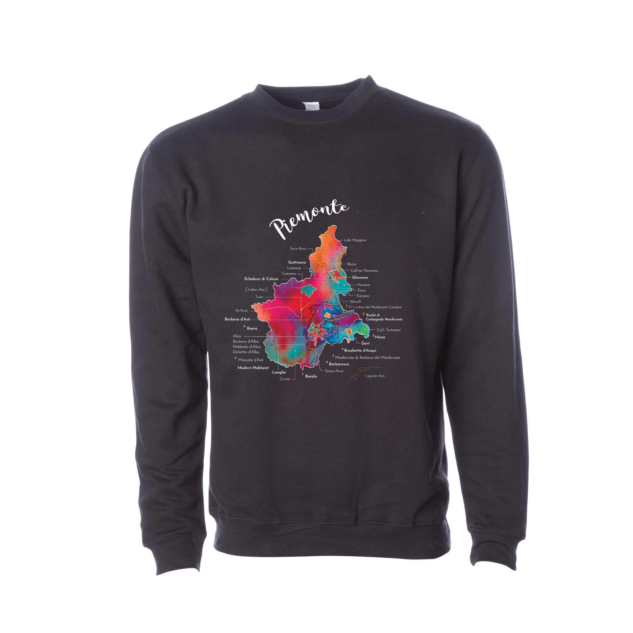 Piemonte Wine Map Crewneck Sweatshirt