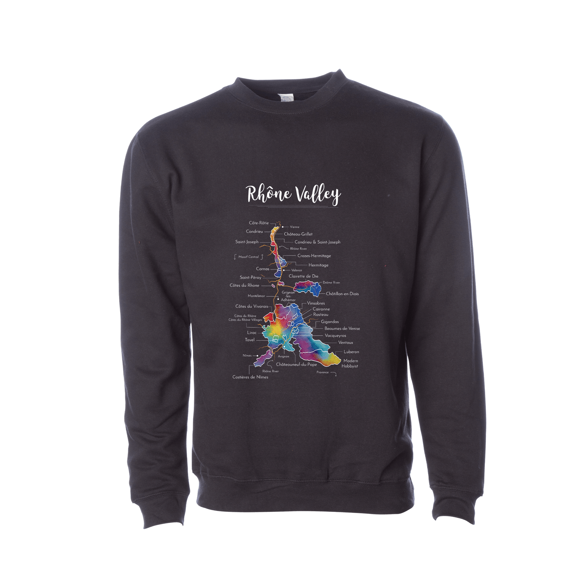 Rhone Valley Wine Map Crewneck Sweatshirt