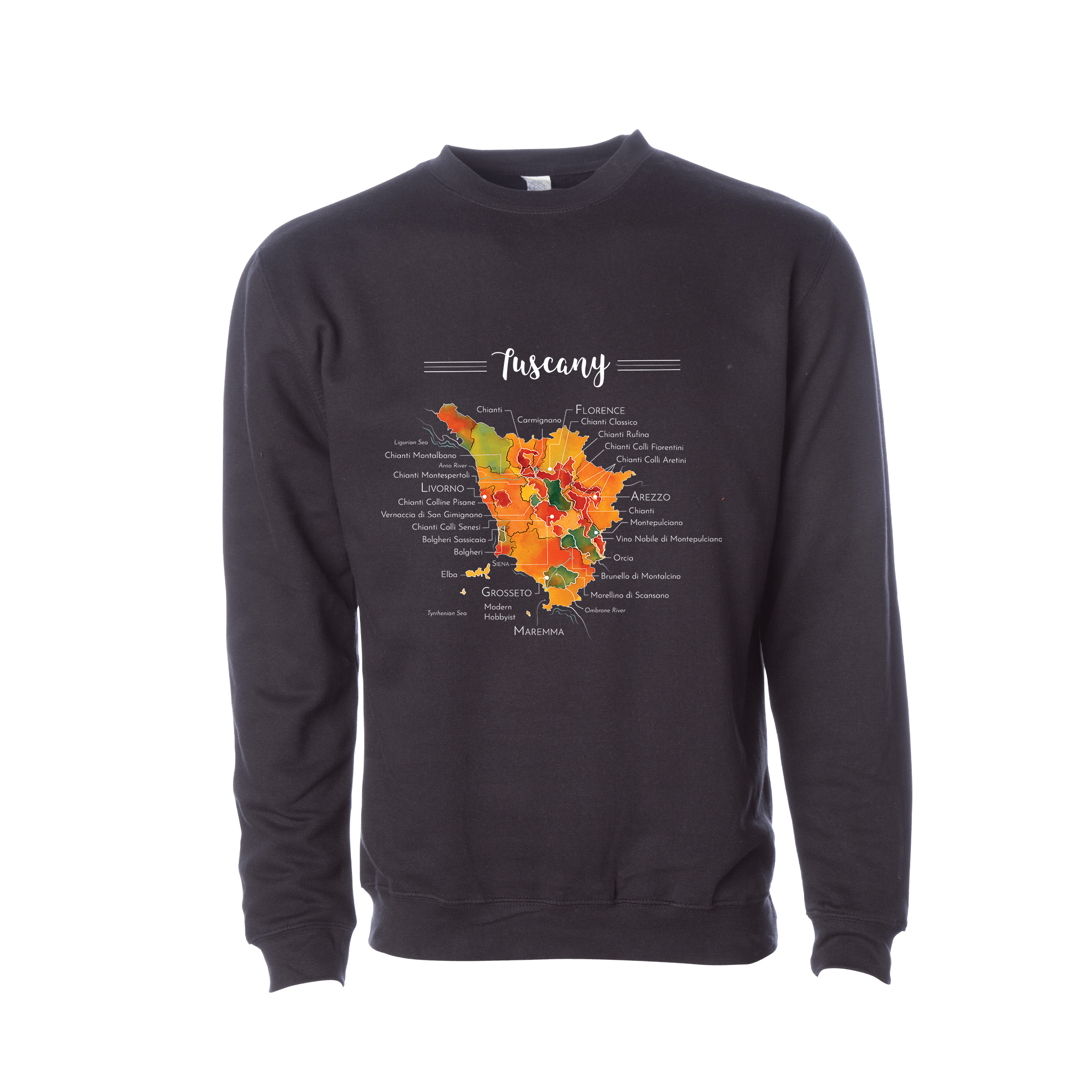 Tuscany Wine Map Crewneck Sweatshirt