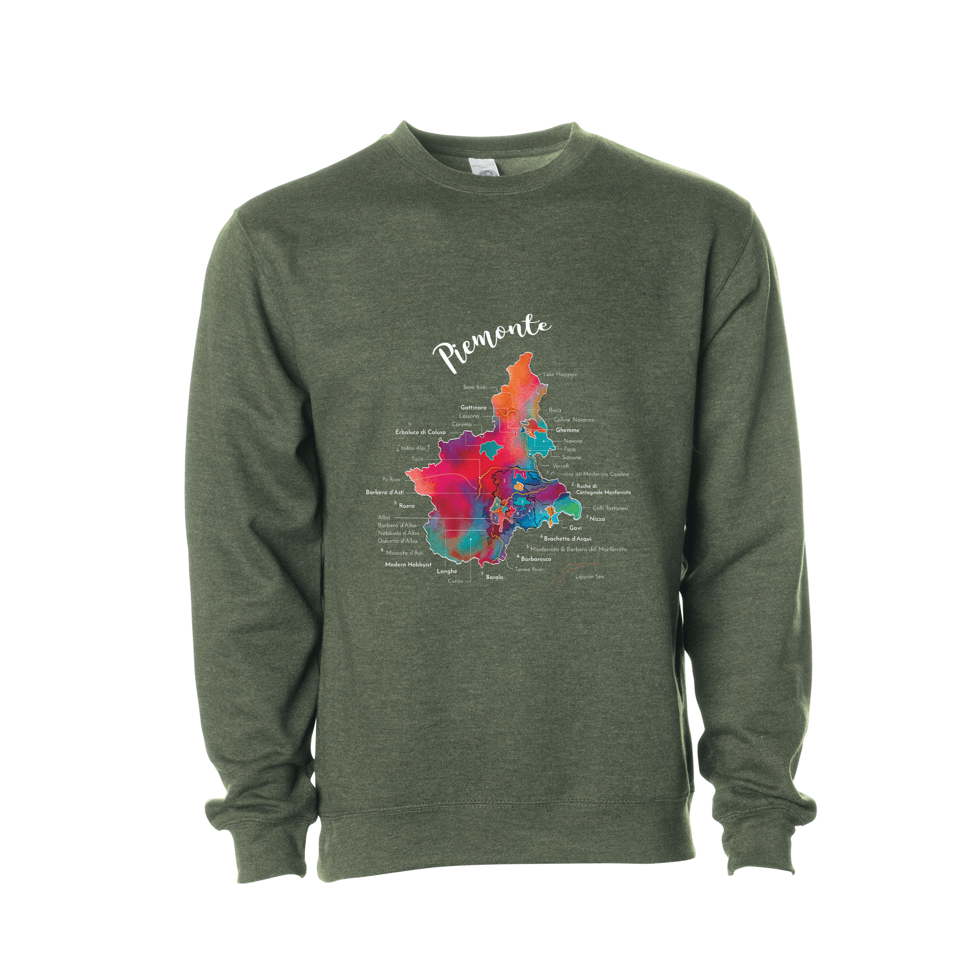 Piemonte Wine Map Crewneck Sweatshirt