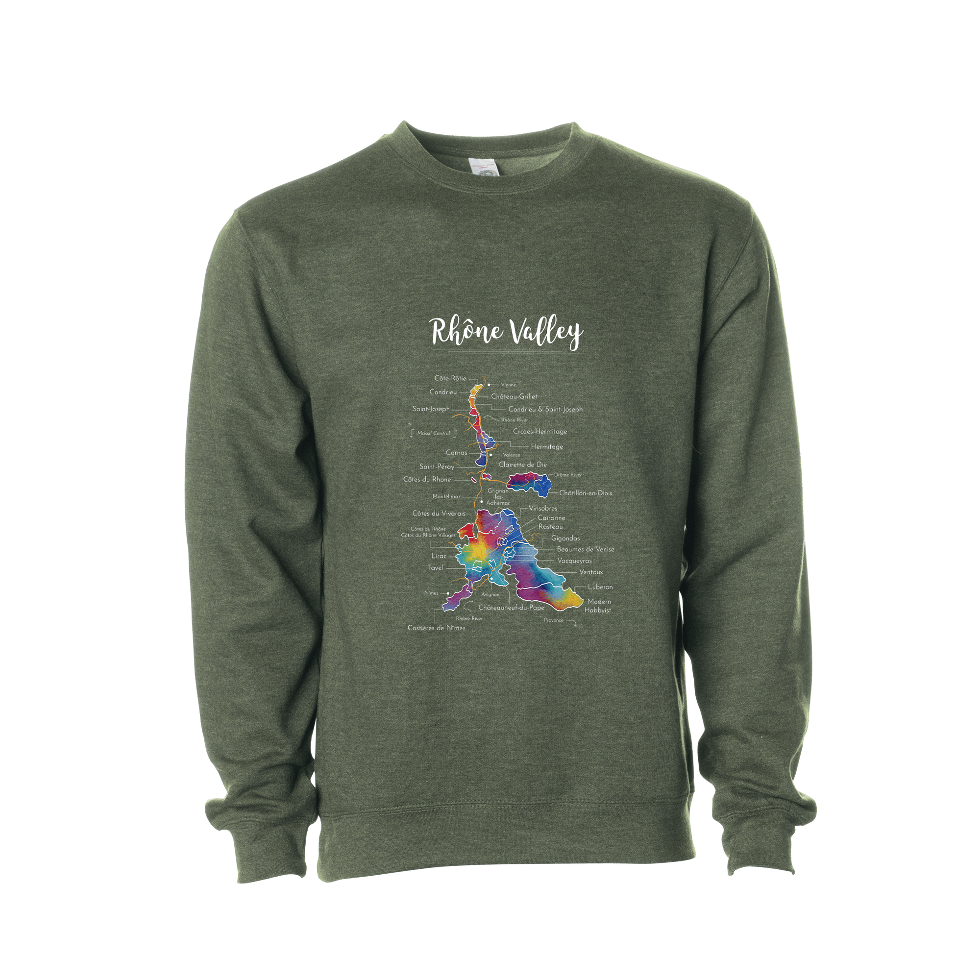 Rhone Valley Wine Map Crewneck Sweatshirt