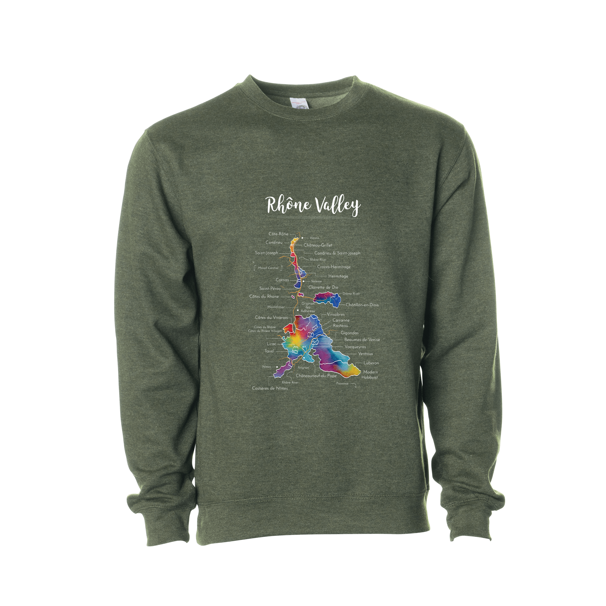 Rhone Valley Wine Map Crewneck Sweatshirt