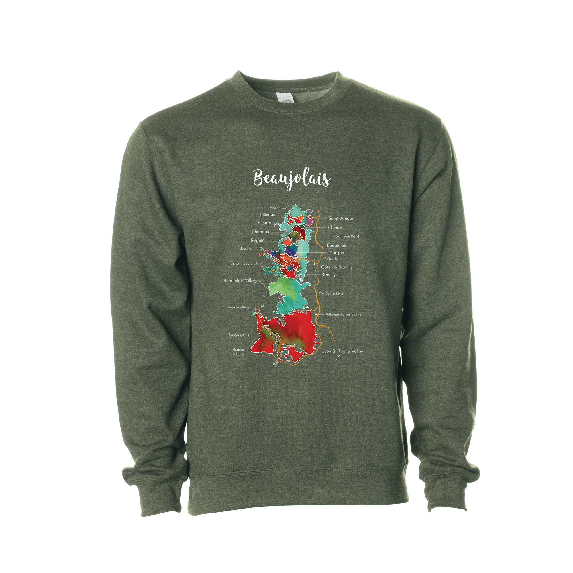 Beaujolais Wine Map Crewneck Sweatshirt