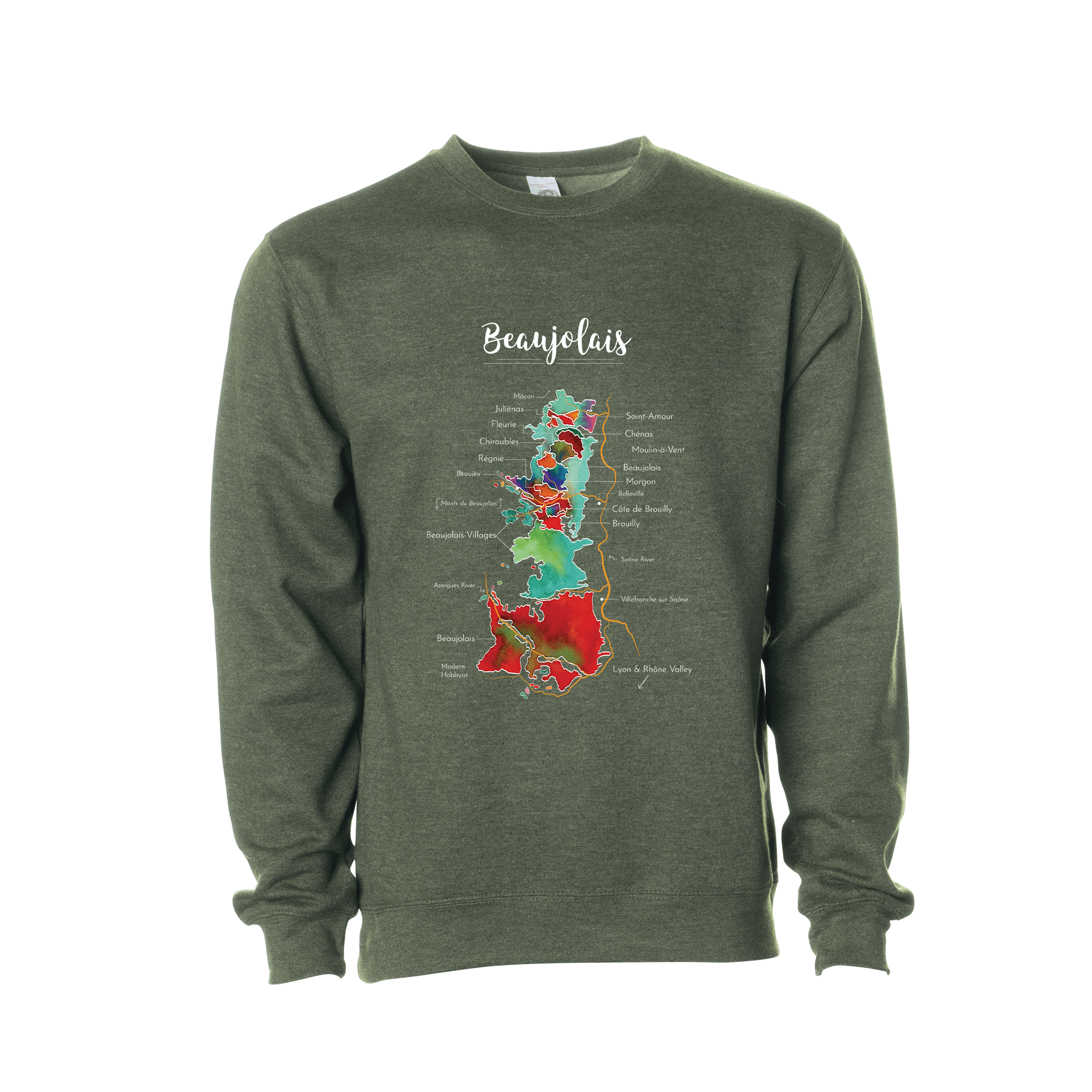 Beaujolais Wine Map Crewneck Sweatshirt
