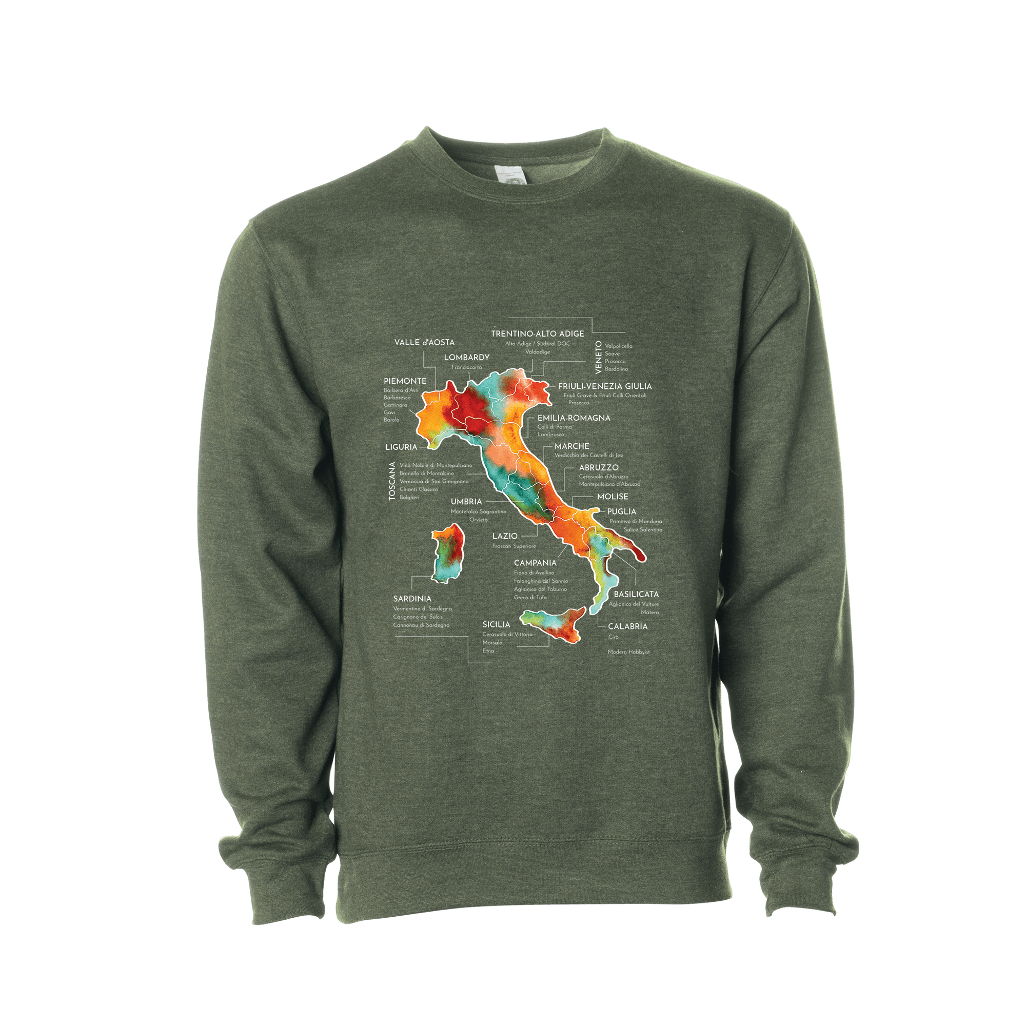 Italy Wine Map Crewneck Sweatshirt