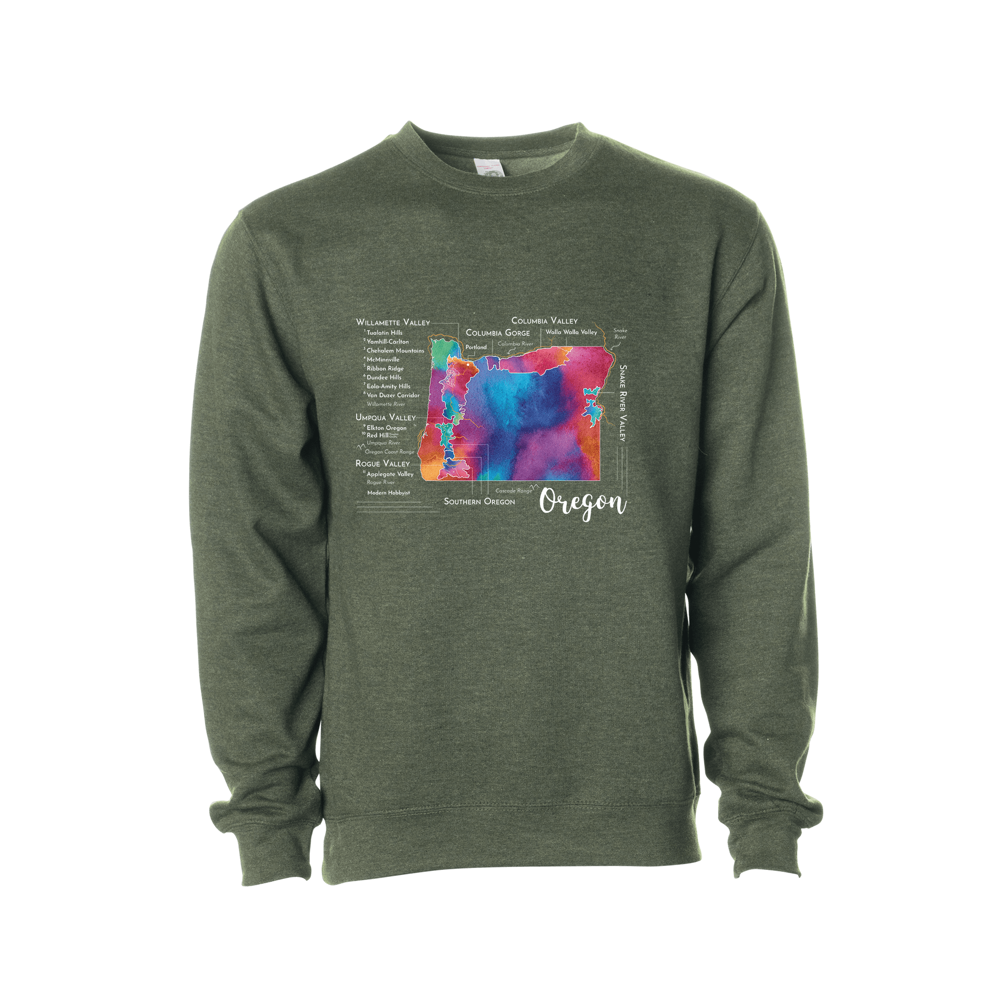 Oregon Wine Map Crewneck Sweatshirt