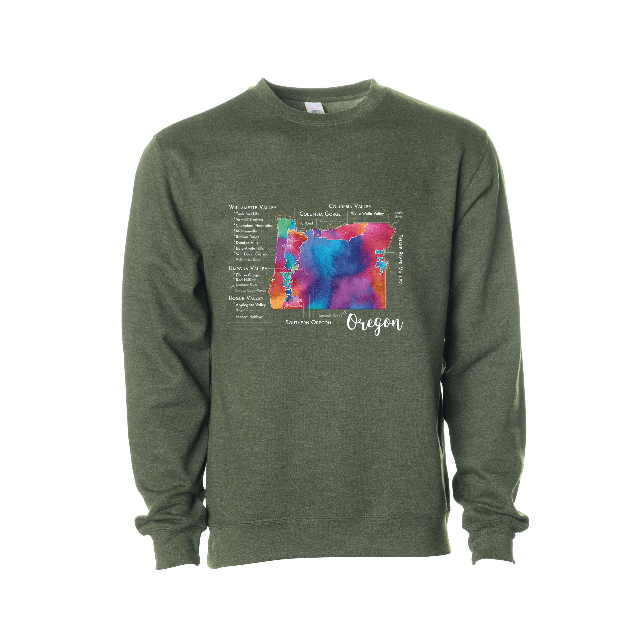 Oregon Wine Map Crewneck Sweatshirt