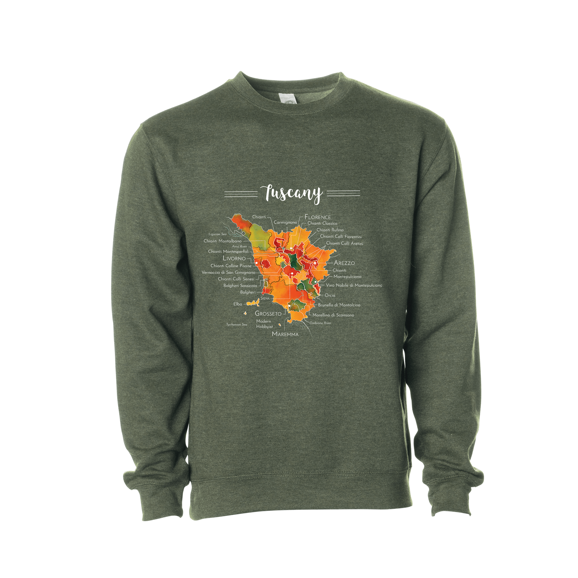 Tuscany Wine Map Crewneck Sweatshirt