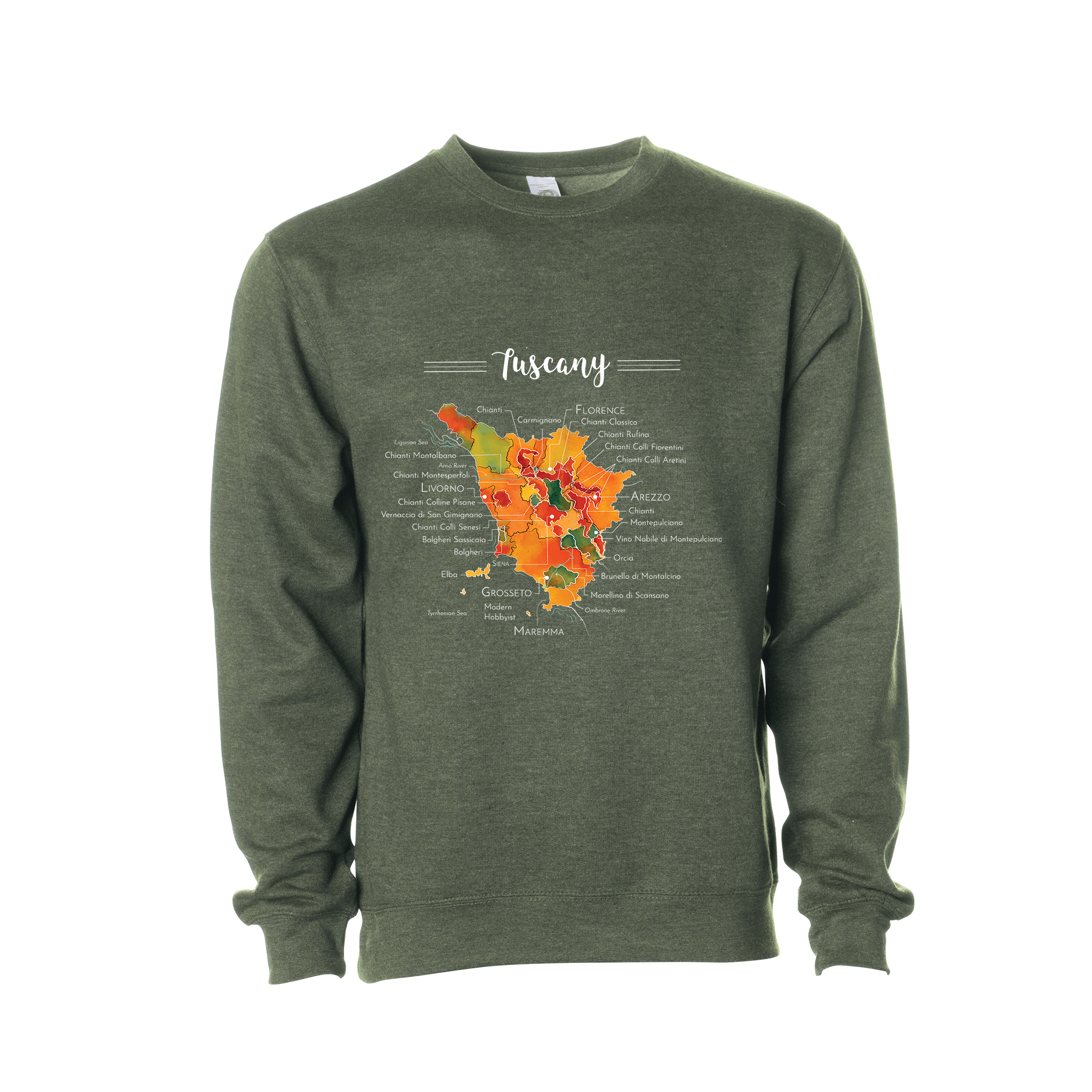 Tuscany Wine Map Crewneck Sweatshirt