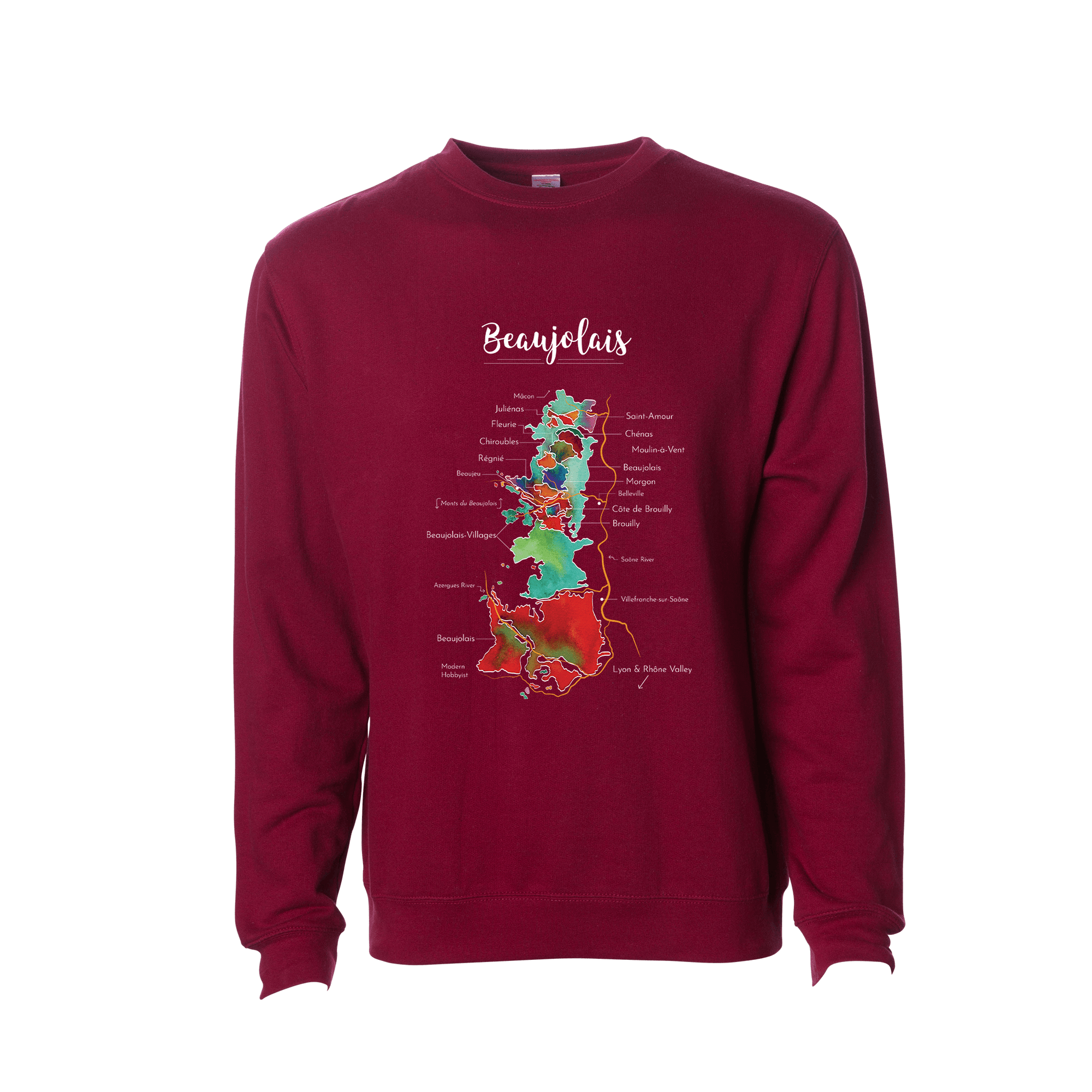 Beaujolais Wine Map Crewneck Sweatshirt