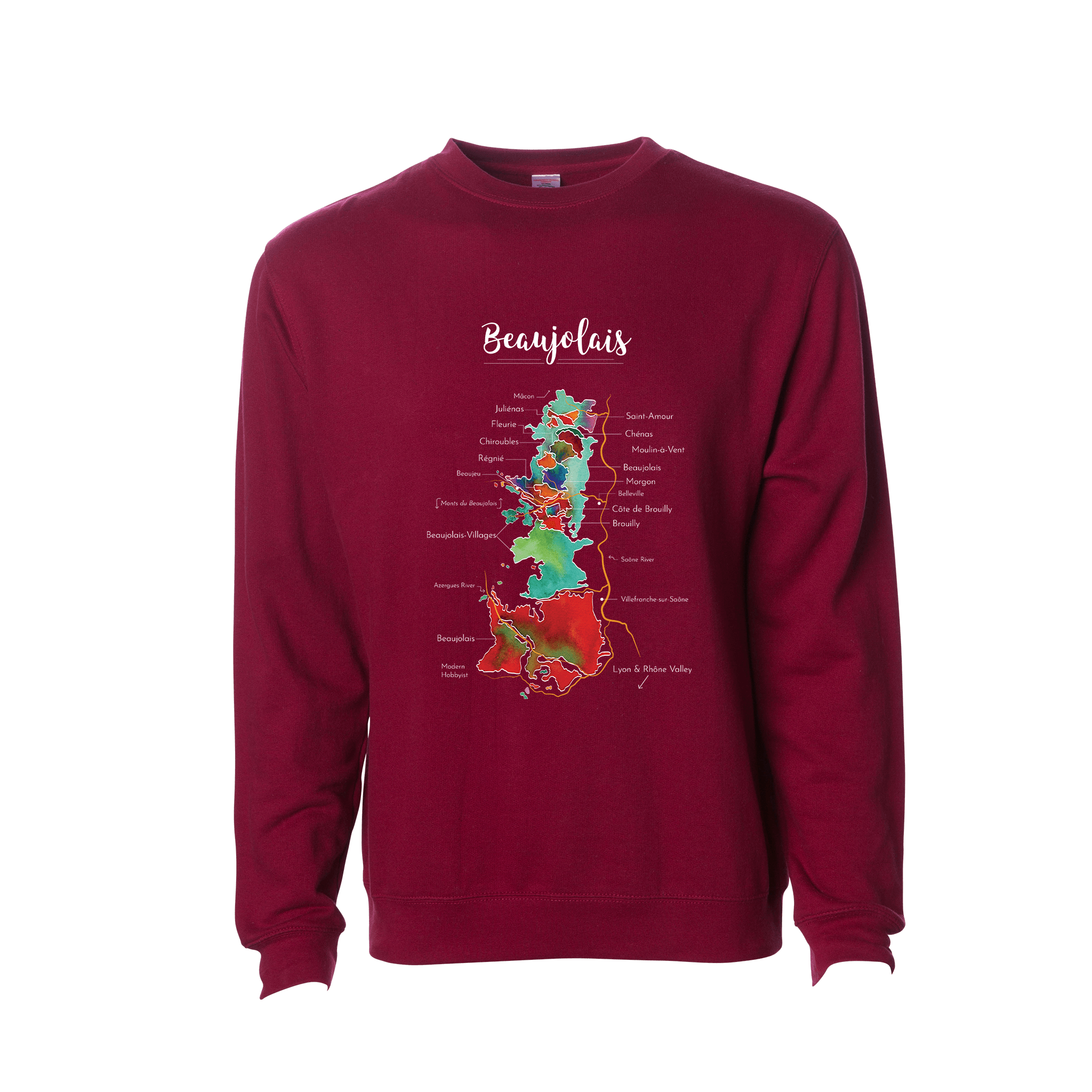 Beaujolais Wine Map Crewneck Sweatshirt