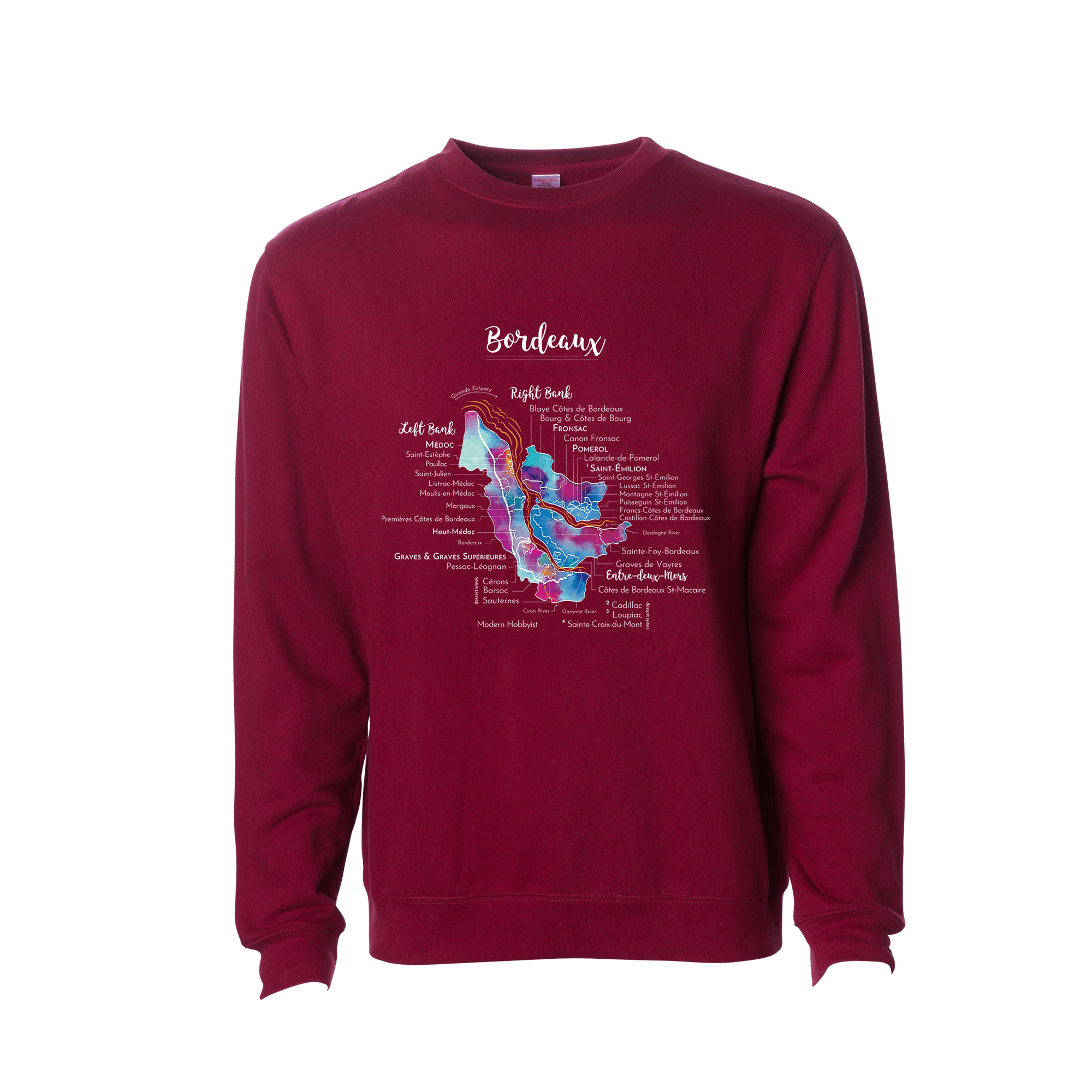 Bordeaux Wine Map Crewneck Sweatshirt