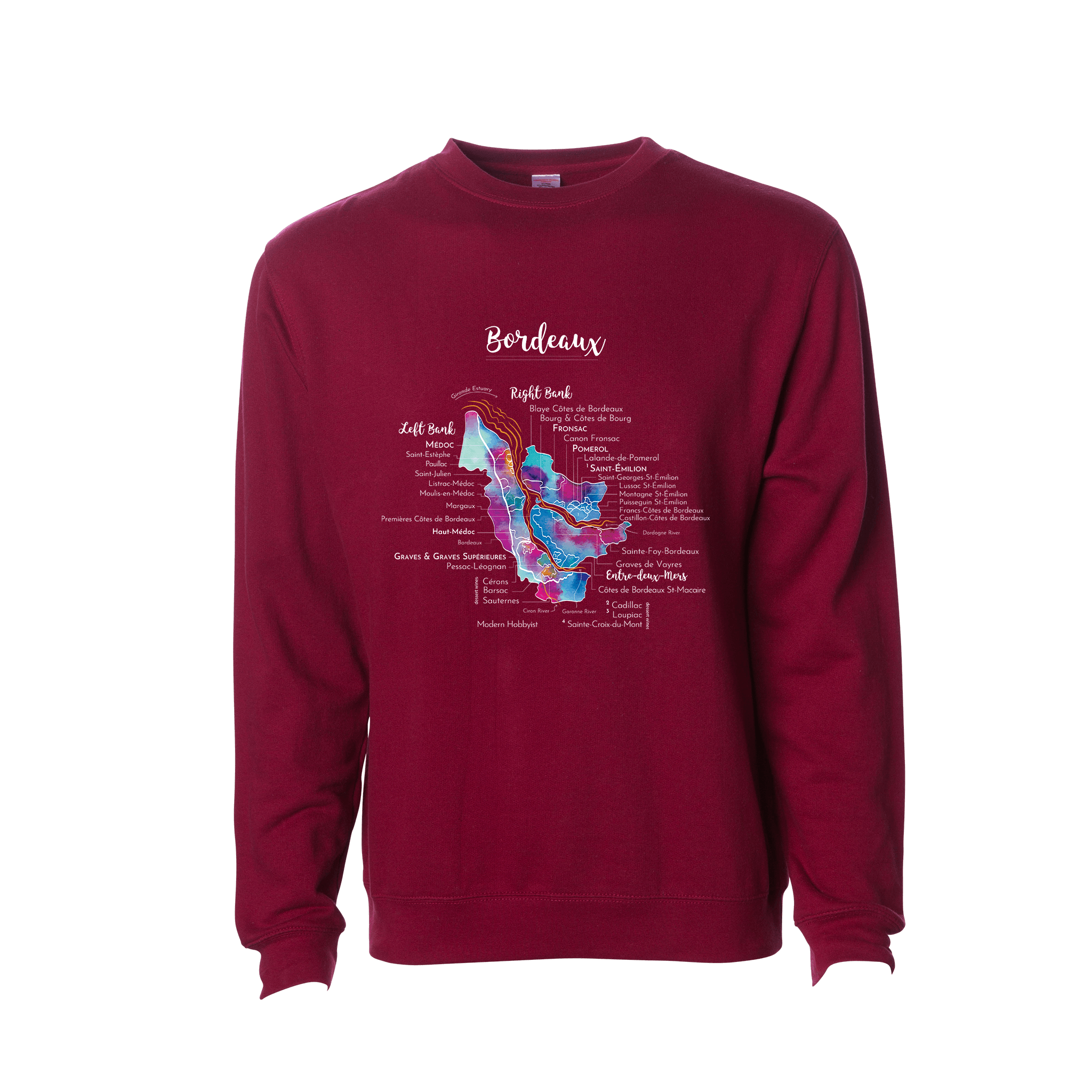 Bordeaux Wine Map Crewneck Sweatshirt
