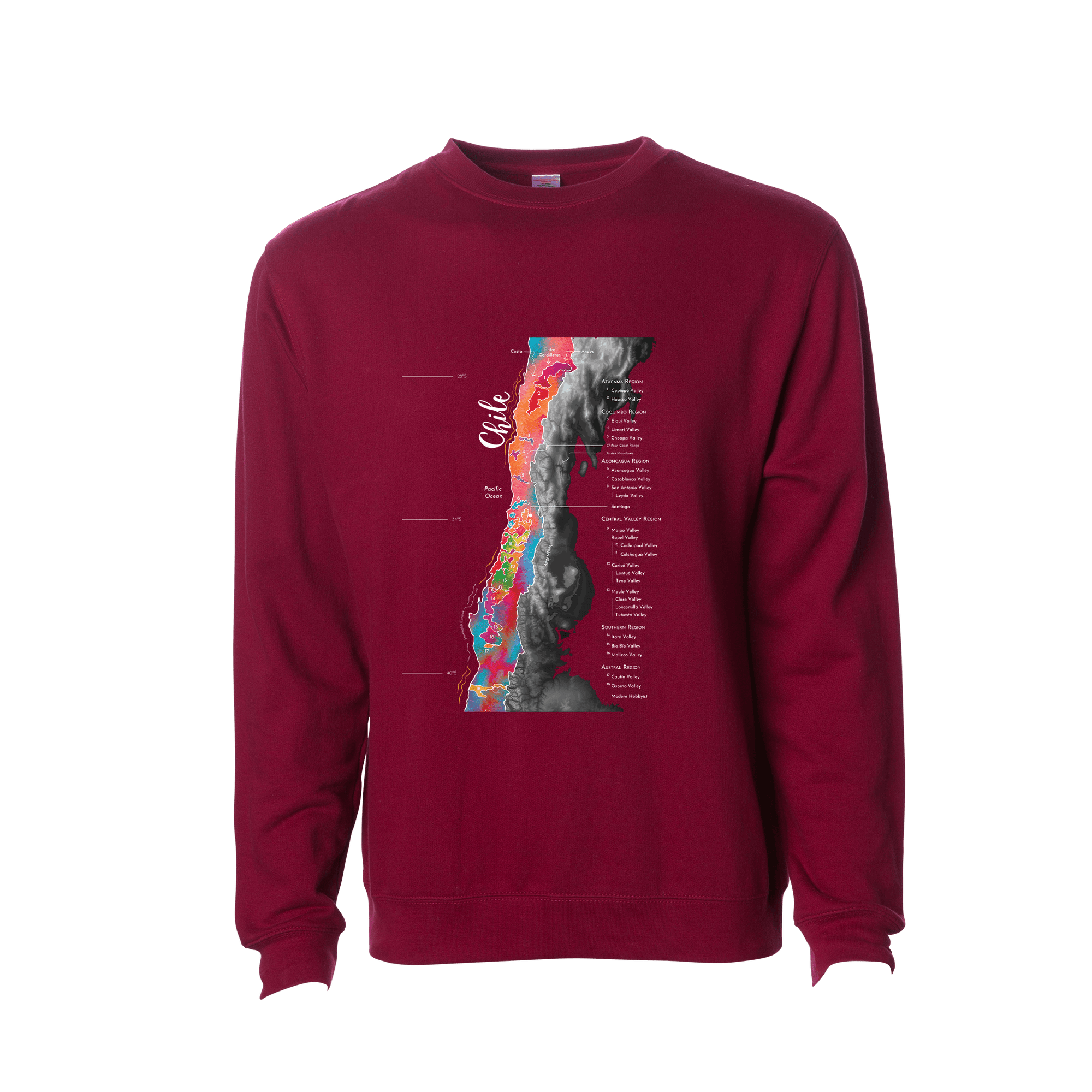 Chile Wine Map Crewneck Sweatshirt