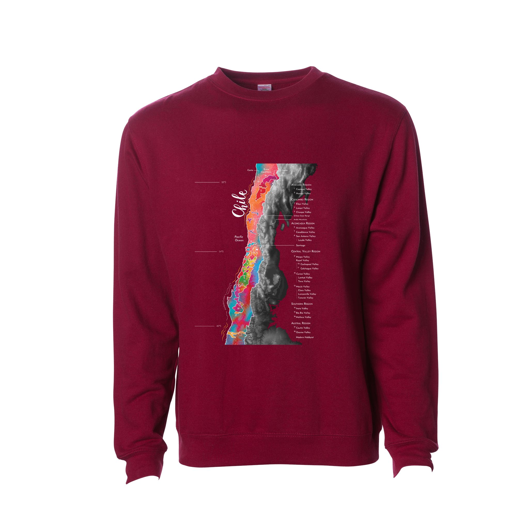 Chile Wine Map Crewneck Sweatshirt