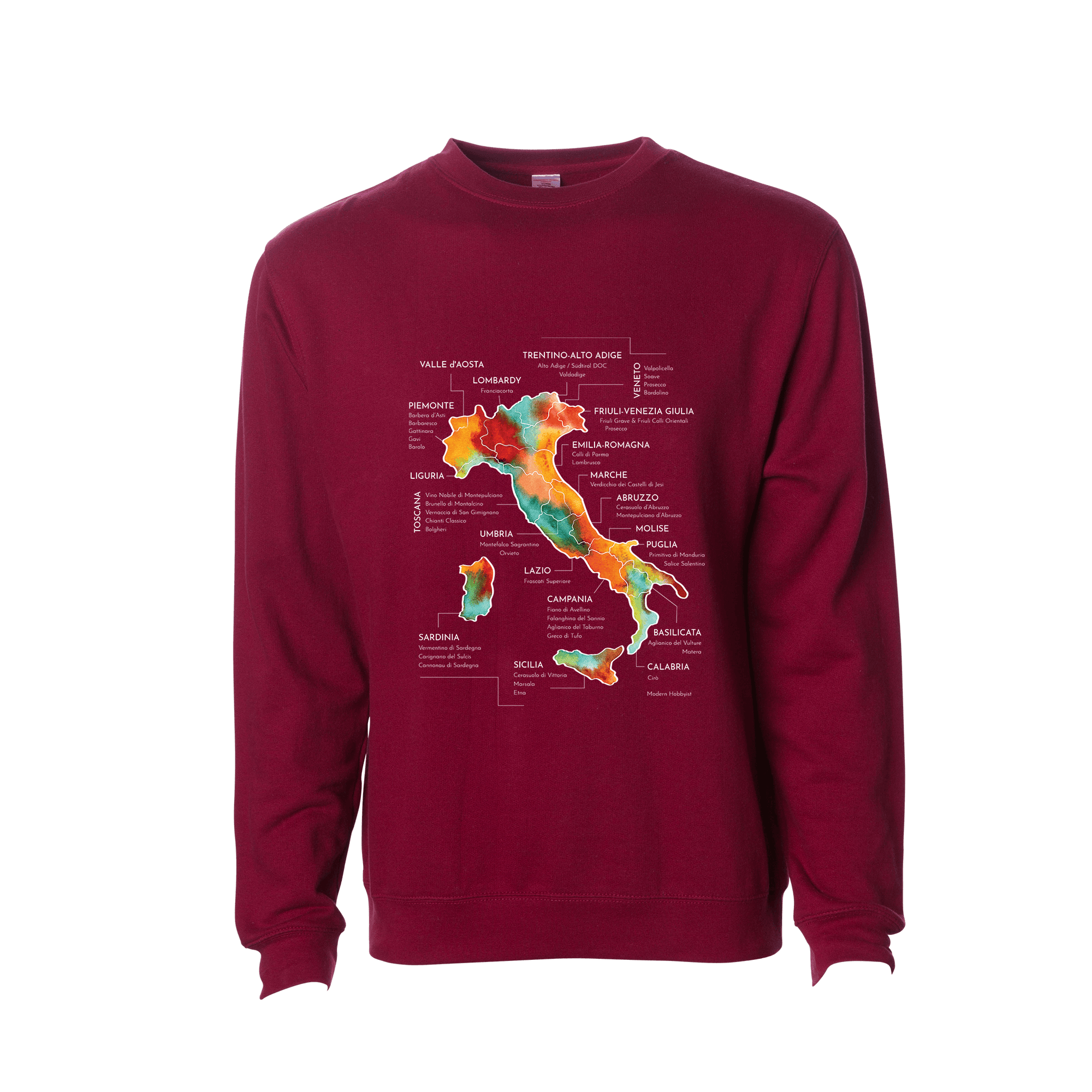 Italy Wine Map Crewneck Sweatshirt