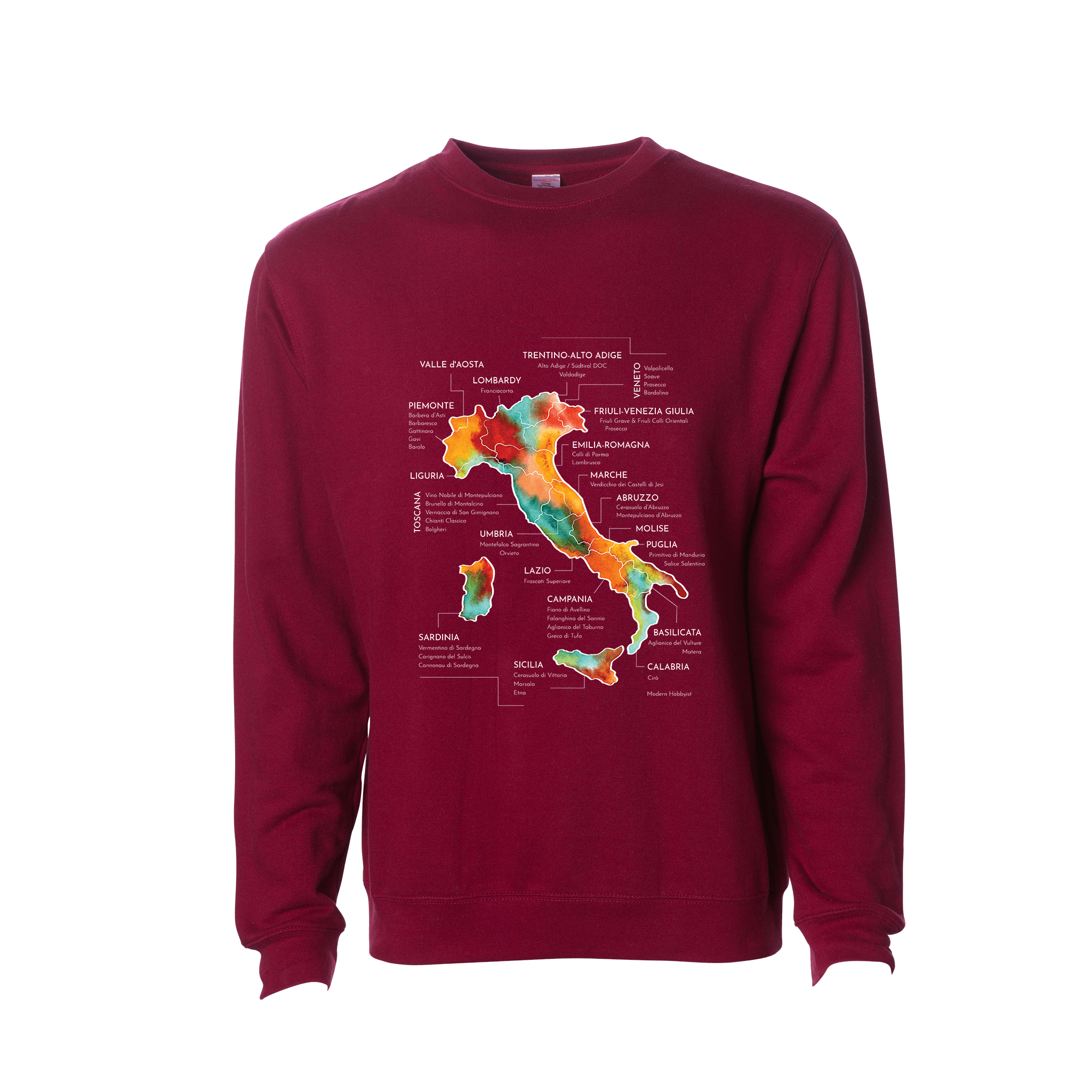 Italy Wine Map Crewneck Sweatshirt