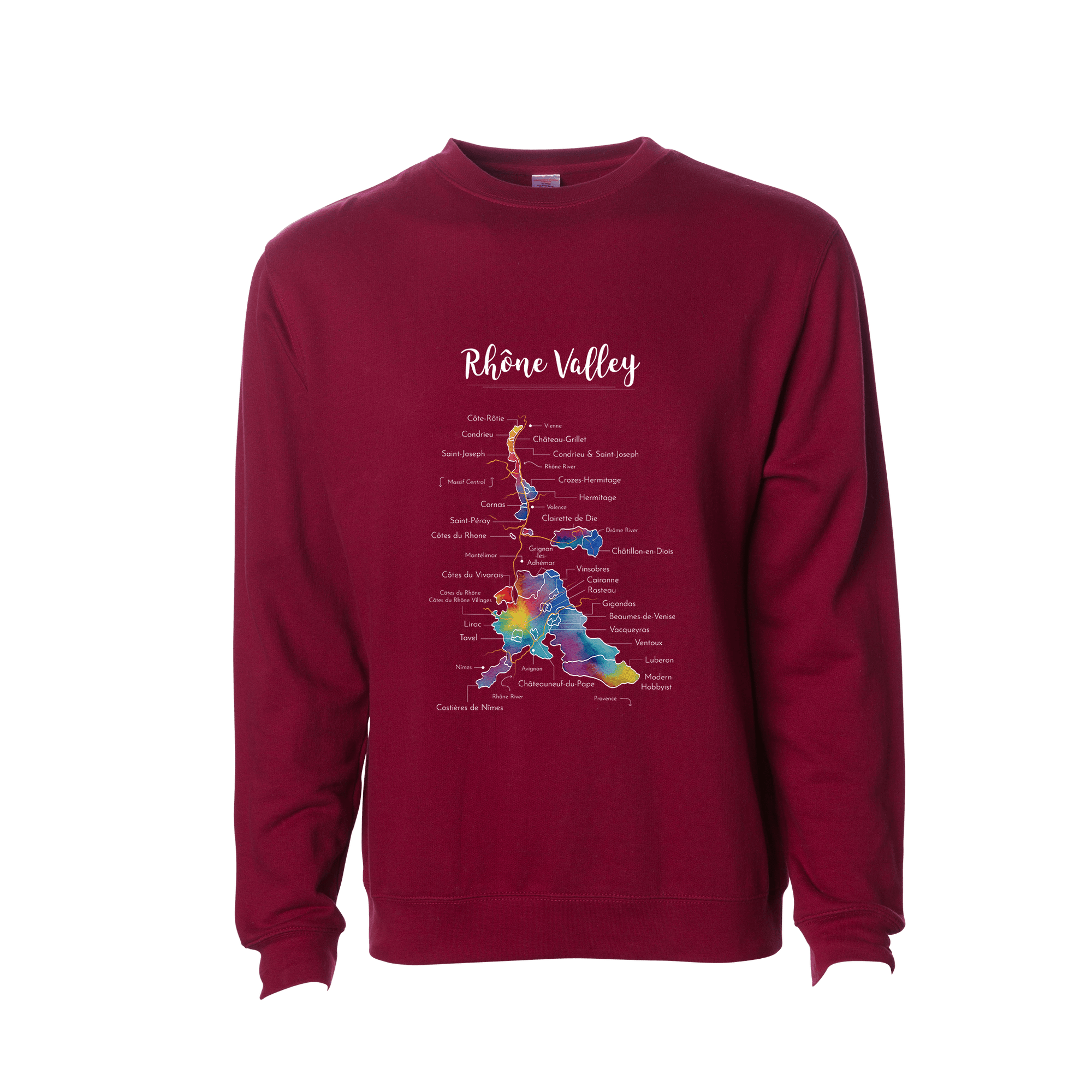 Rhone Valley Wine Map Crewneck Sweatshirt