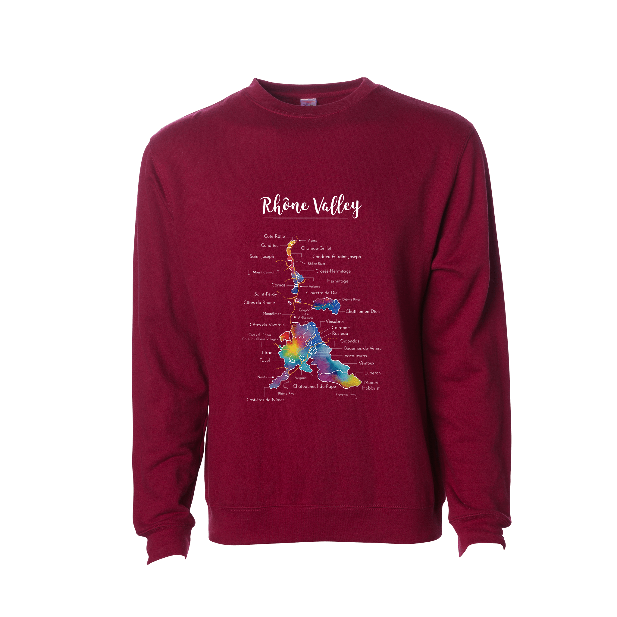 Rhone Valley Wine Map Crewneck Sweatshirt