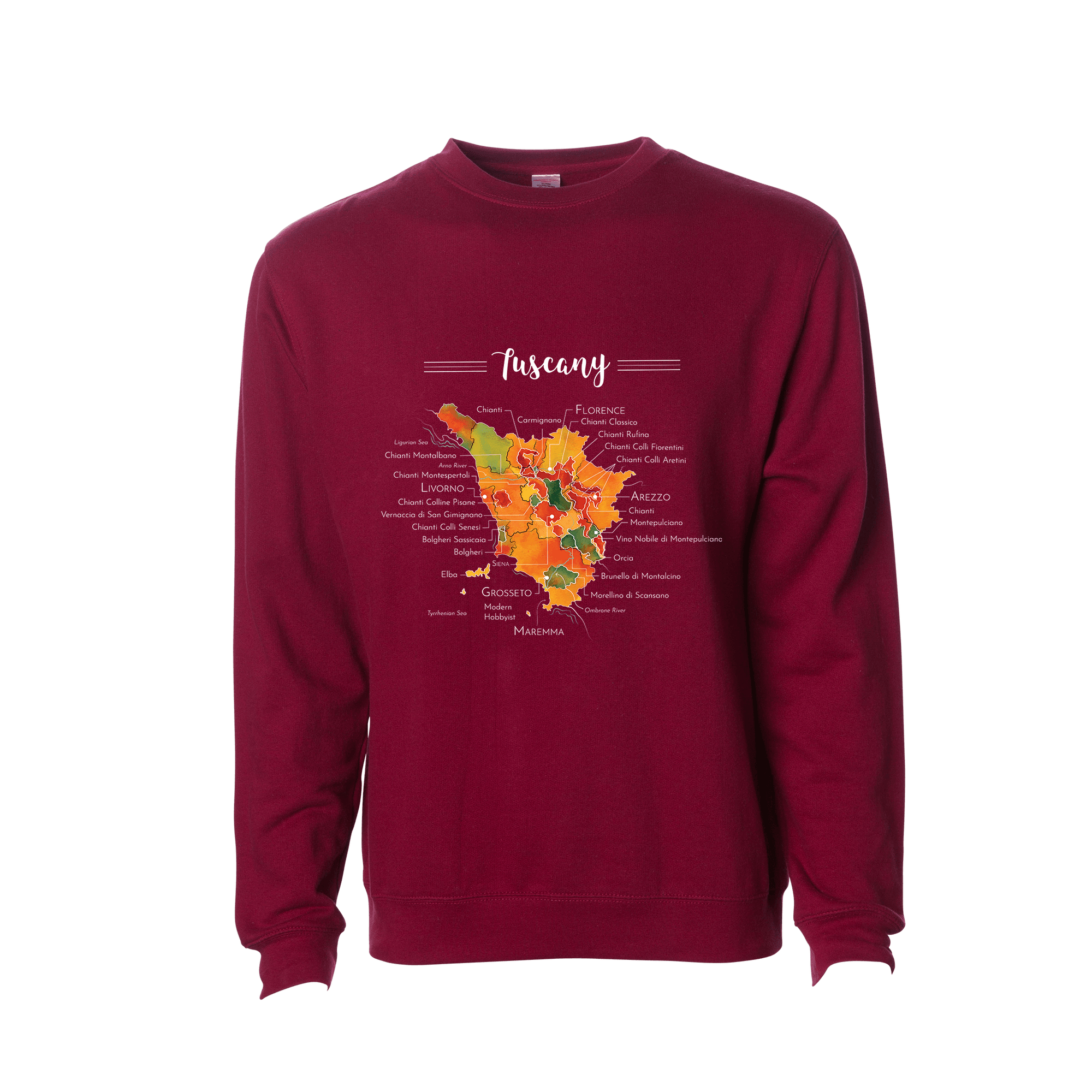 Tuscany Wine Map Crewneck Sweatshirt