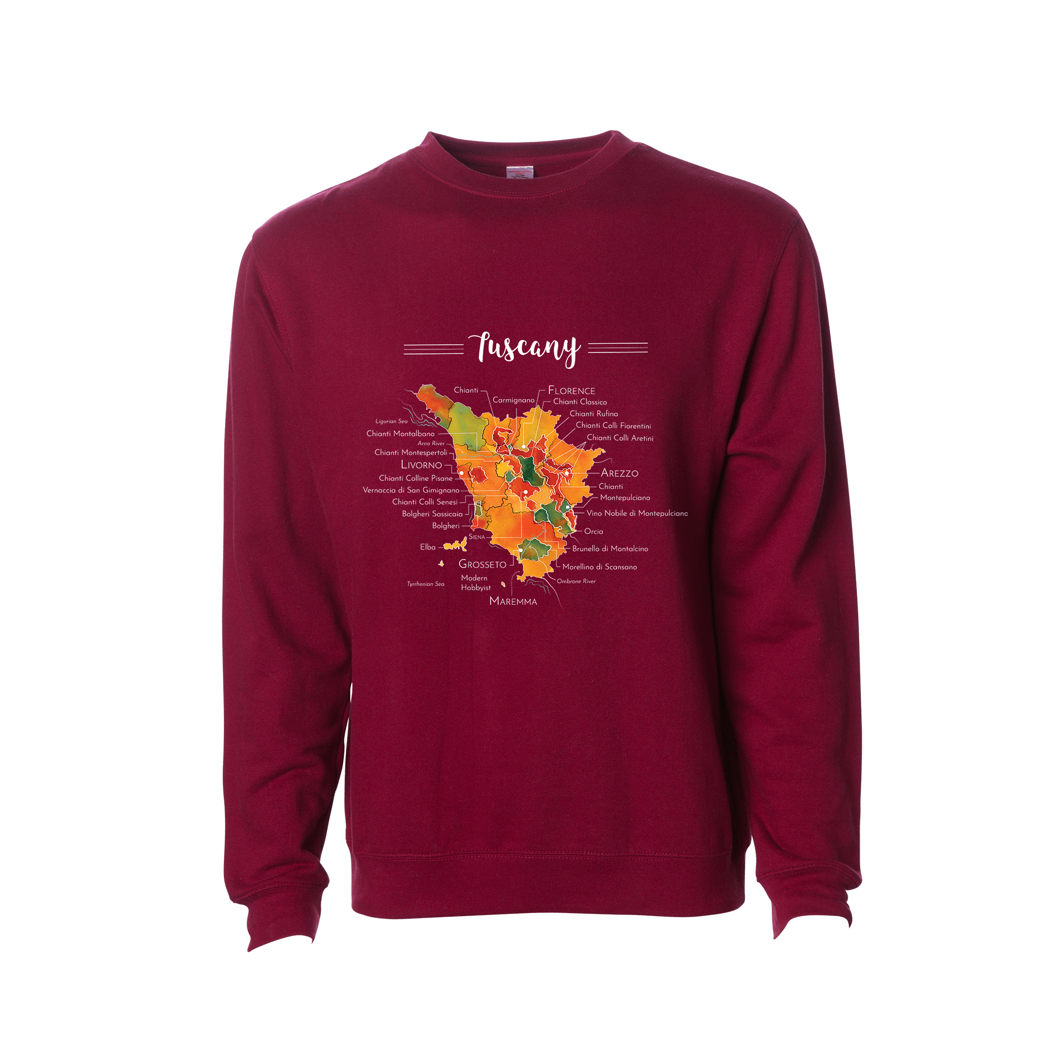 Tuscany Wine Map Crewneck Sweatshirt