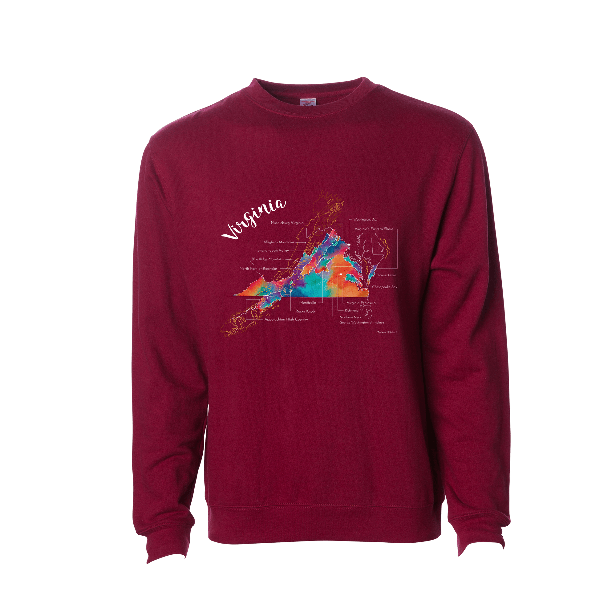 Virginia Wine Map Crewneck Sweatshirt