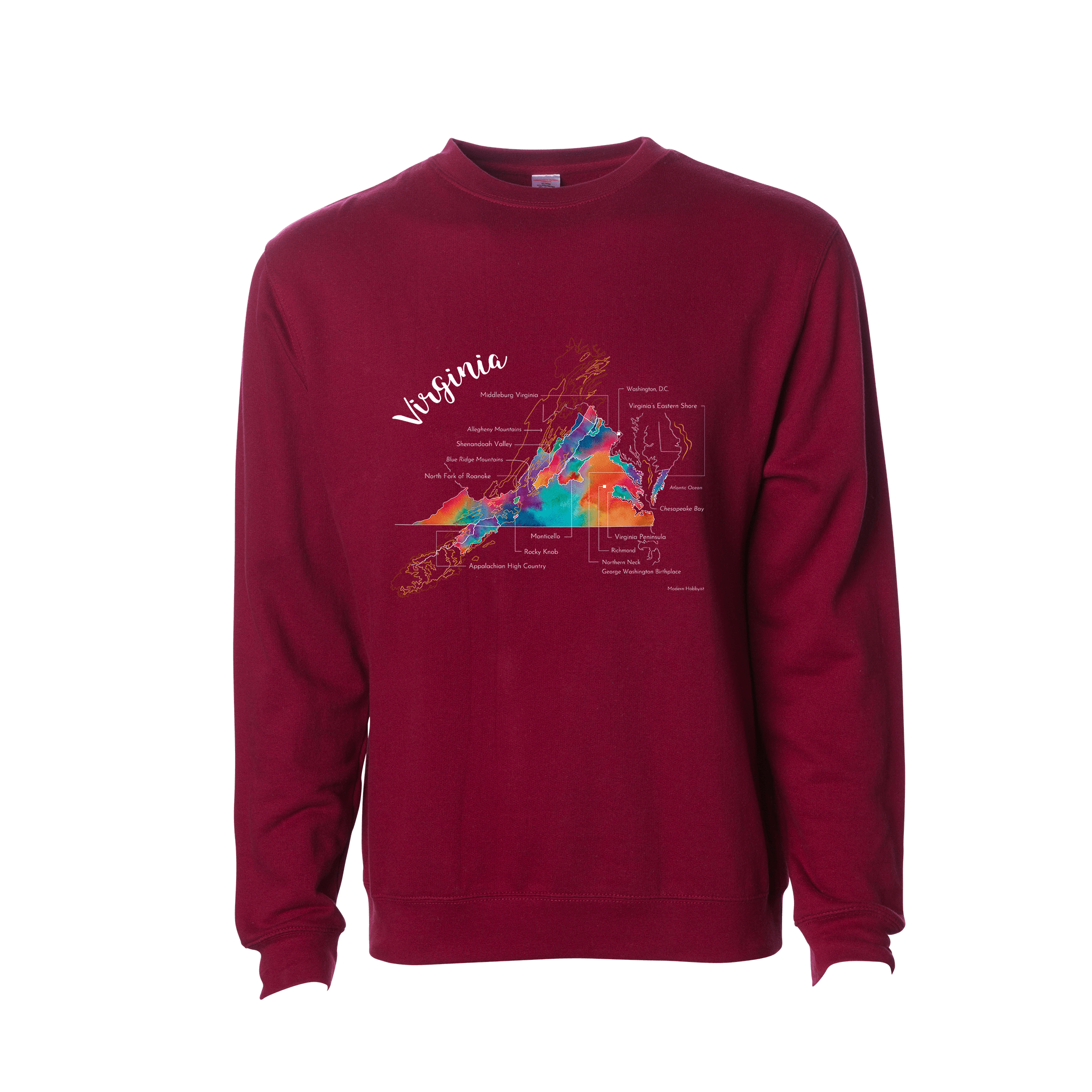 Virginia Wine Map Crewneck Sweatshirt