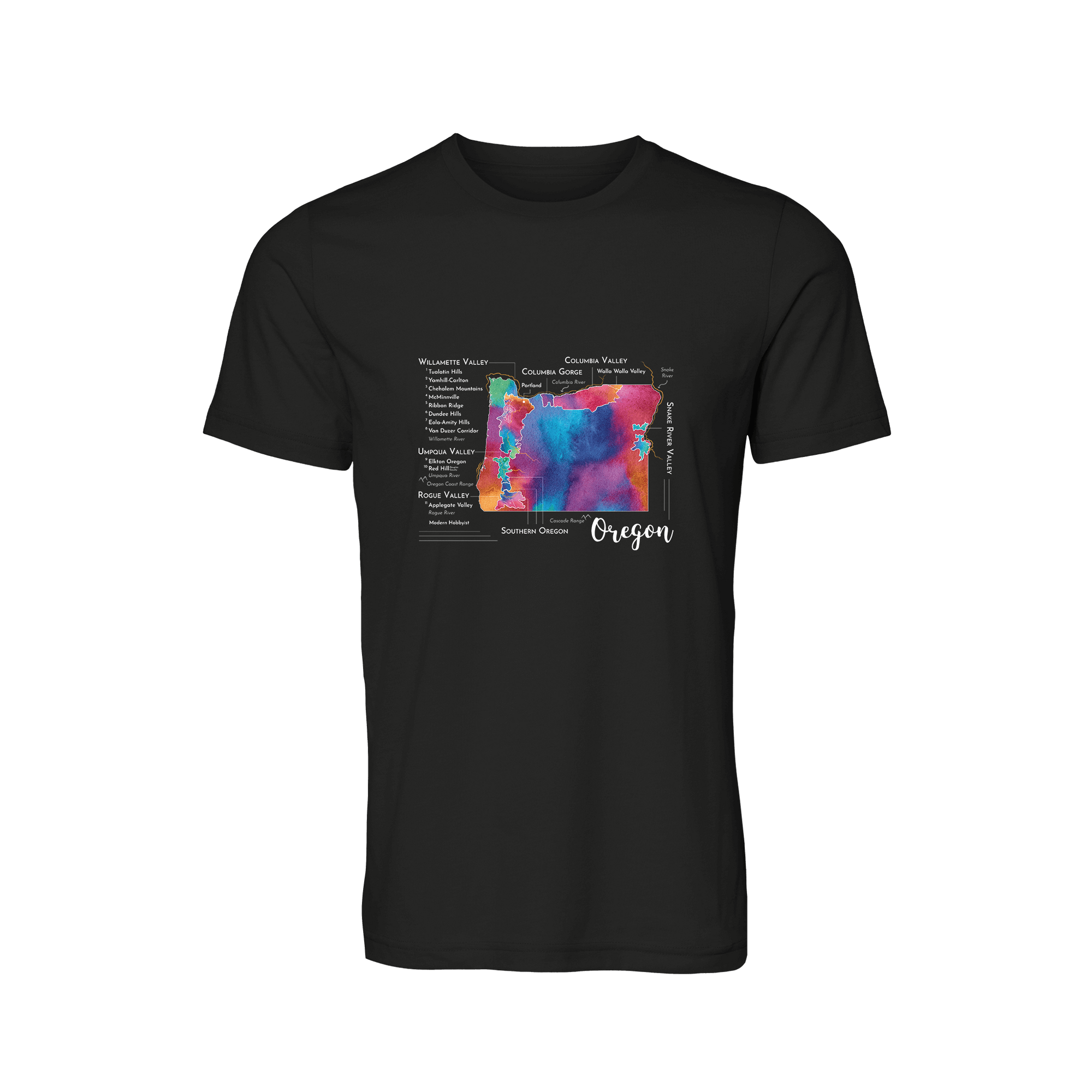 Oregon Wine Map T-Shirt