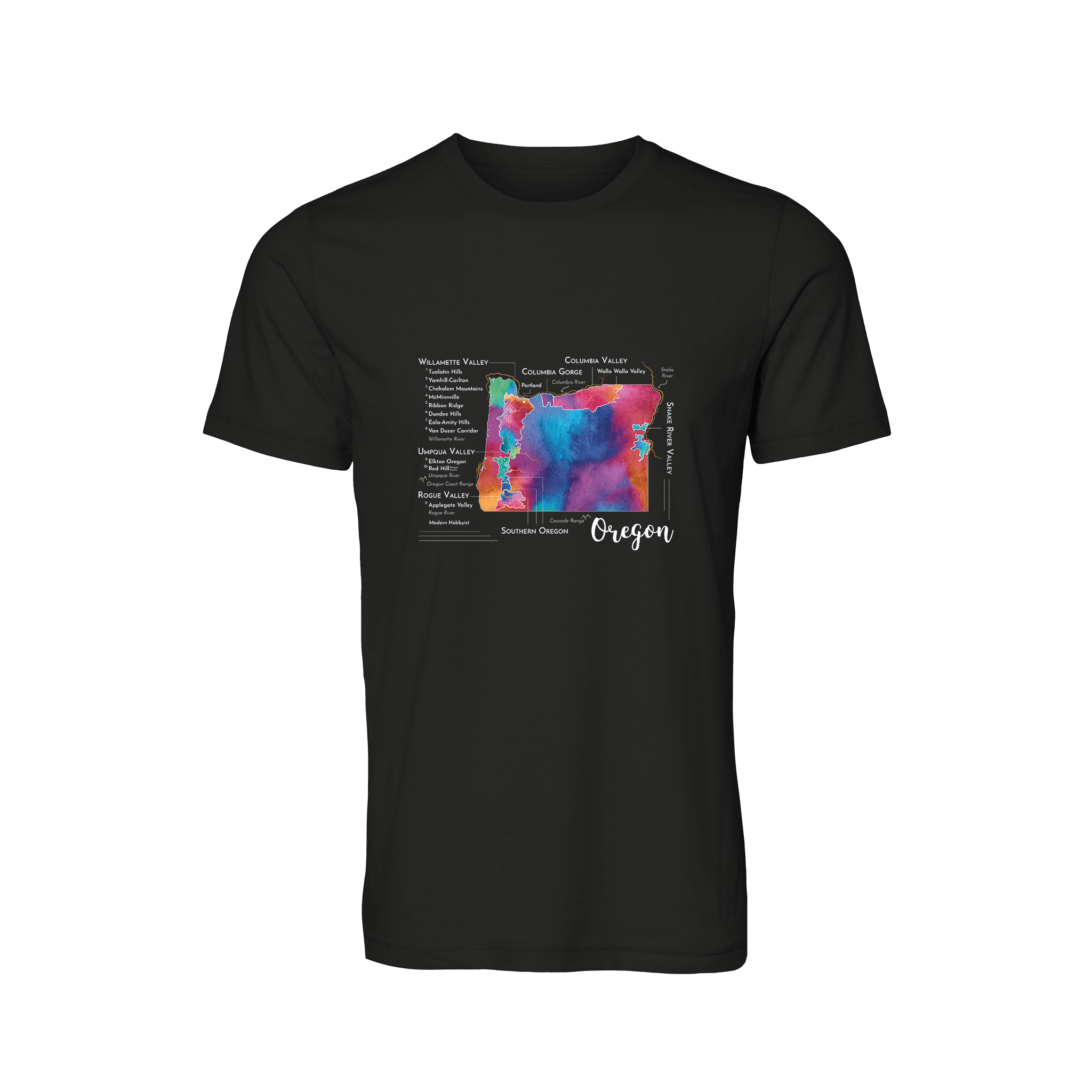 Oregon Wine Map T-Shirt
