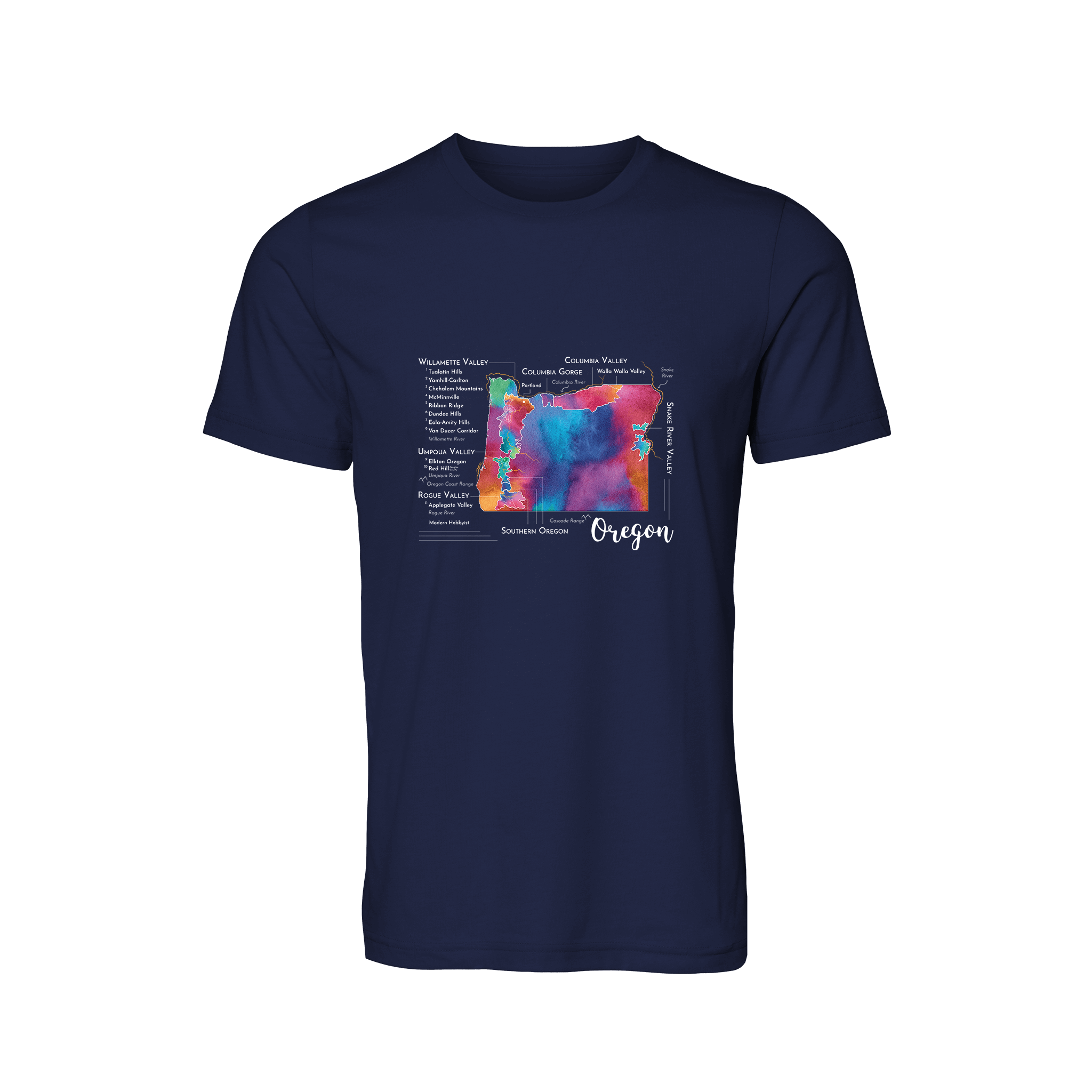 Oregon Wine Map T-Shirt
