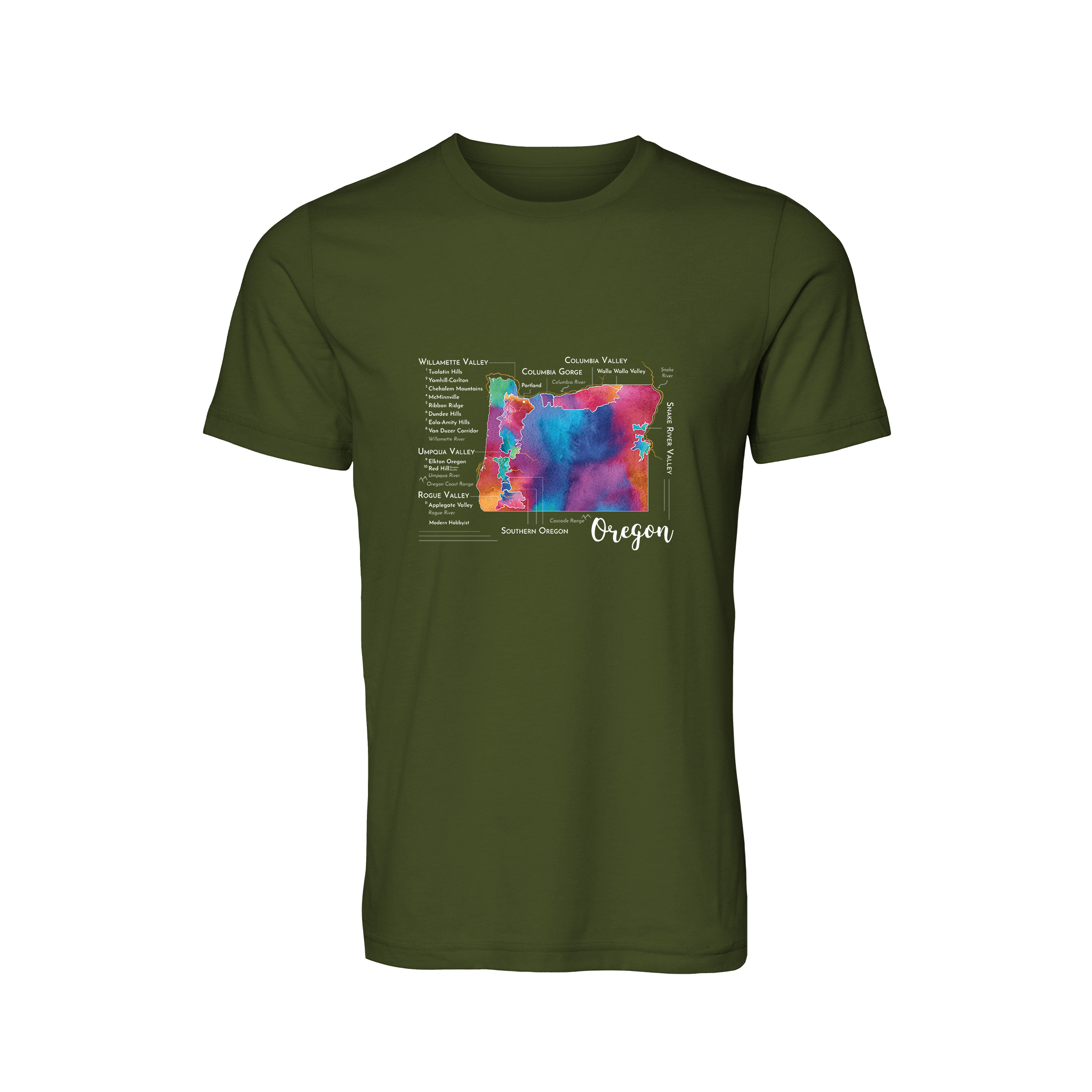 Oregon Wine Map T-Shirt
