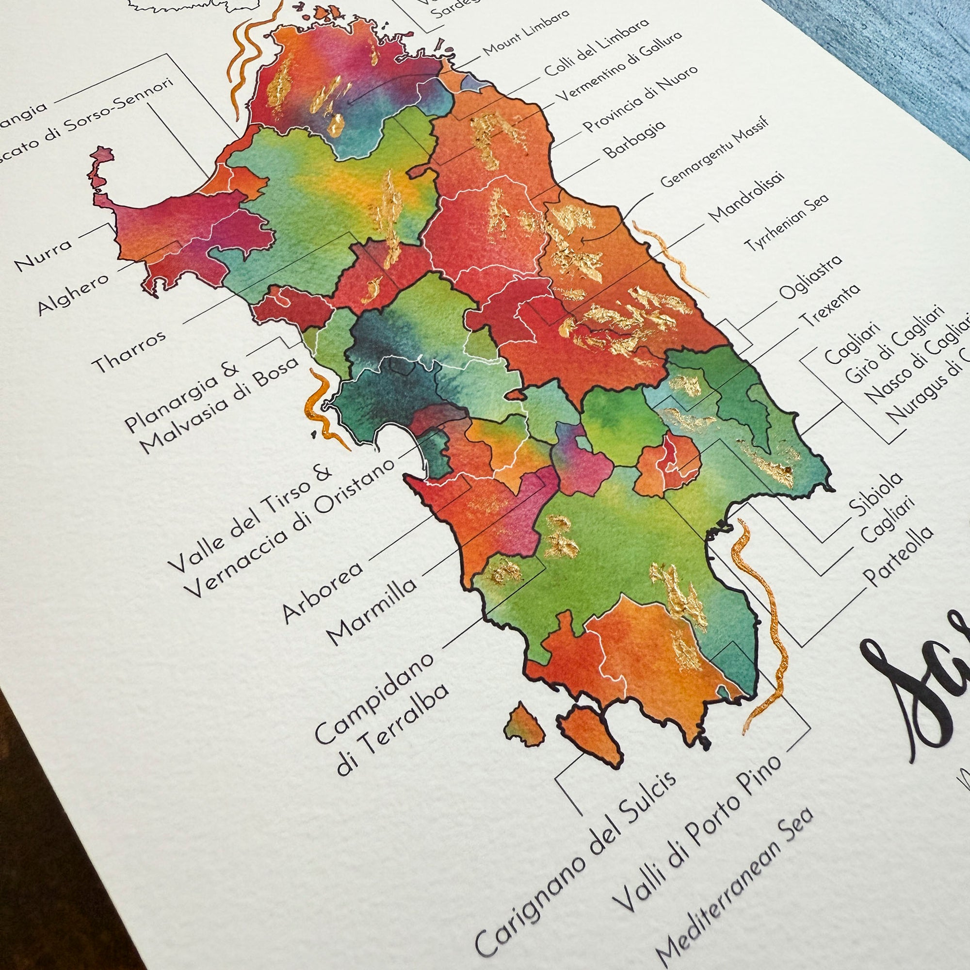 Sardinia Wine Map | Sardegna Wine Map - Print