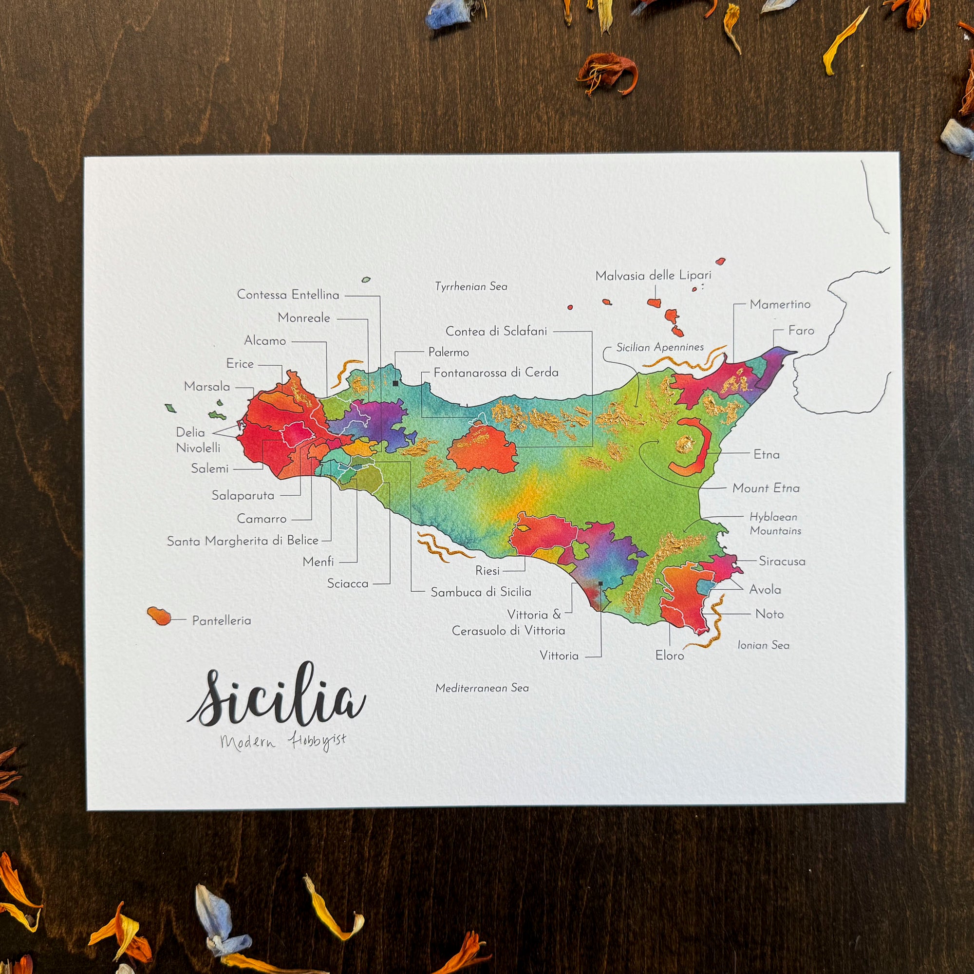 Sicily Wine Map | Sicilia Wine Map - Print