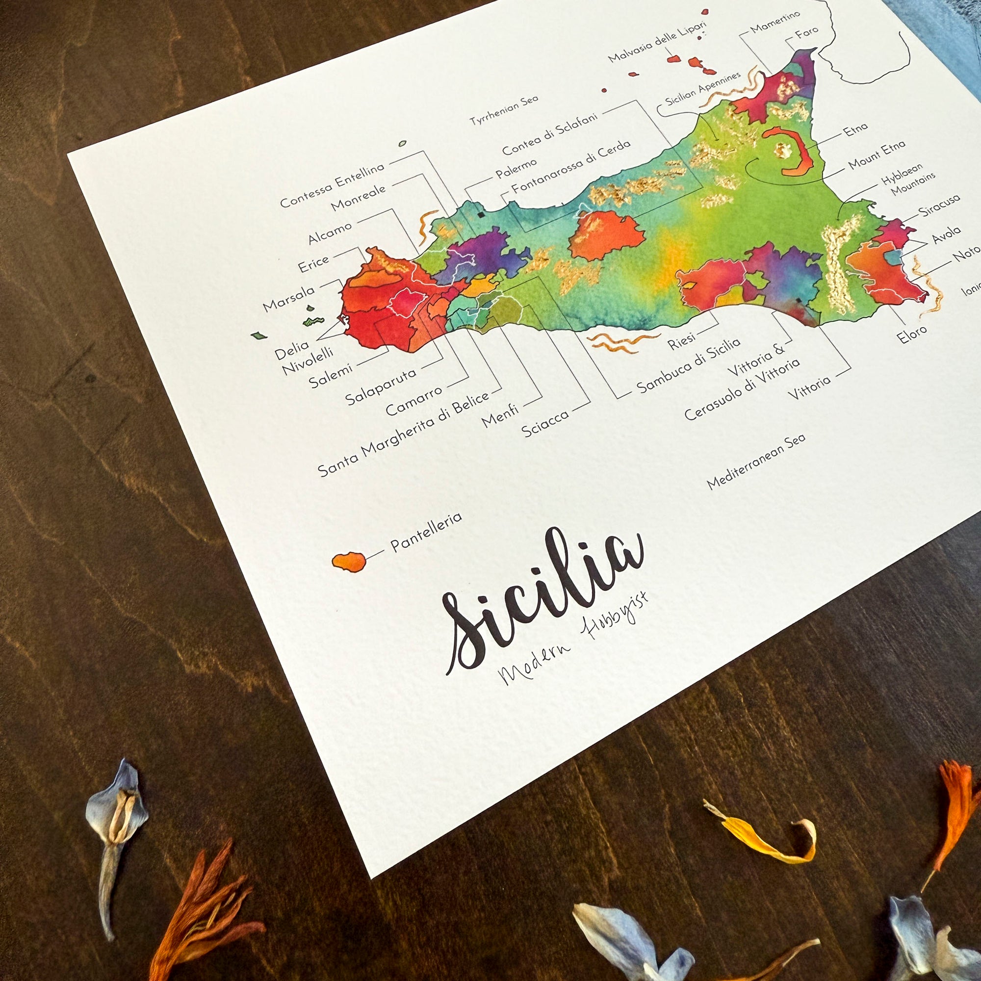 Sicily Wine Map | Sicilia Wine Map - Print