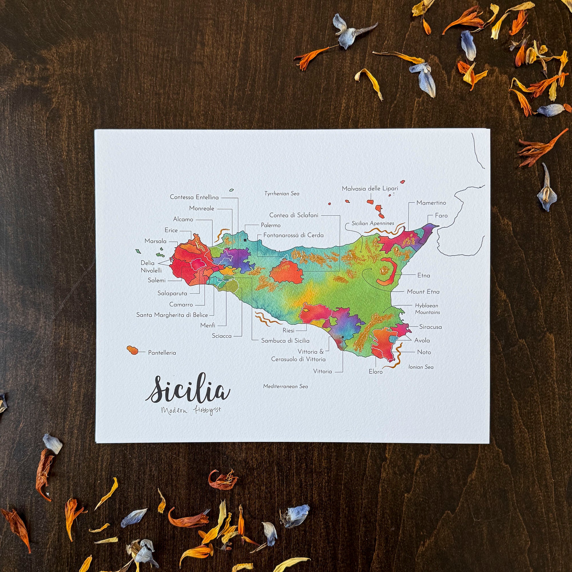 Sicily Wine Map | Sicilia Wine Map - Print